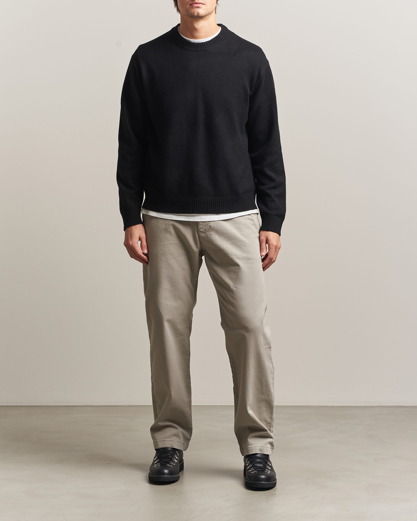 Herre | Gensere | NN07 | Russel Wool/Cotton Knitted Sweater Black