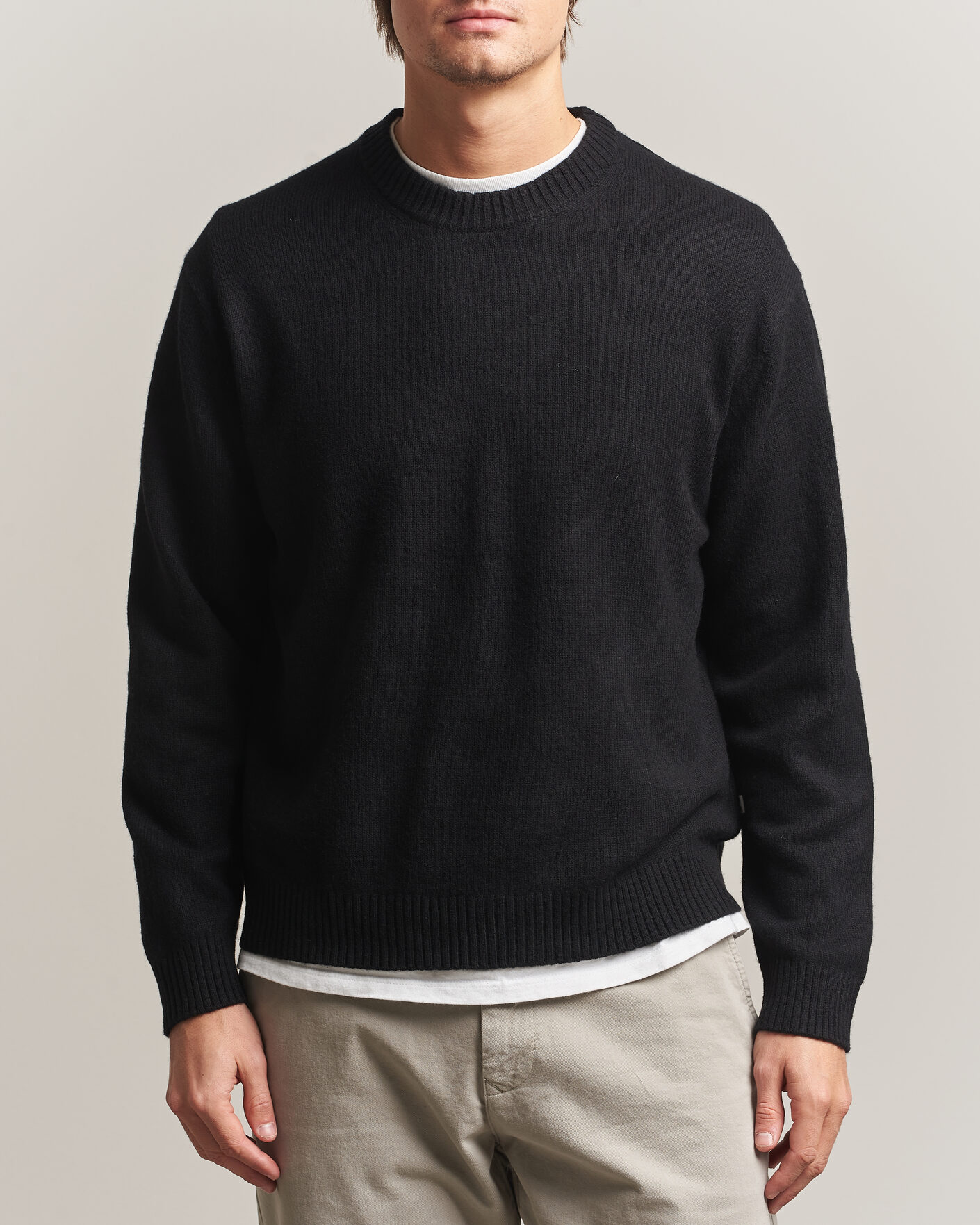 Herre | Gensere | NN07 | Russel Wool/Cotton Knitted Sweater Black