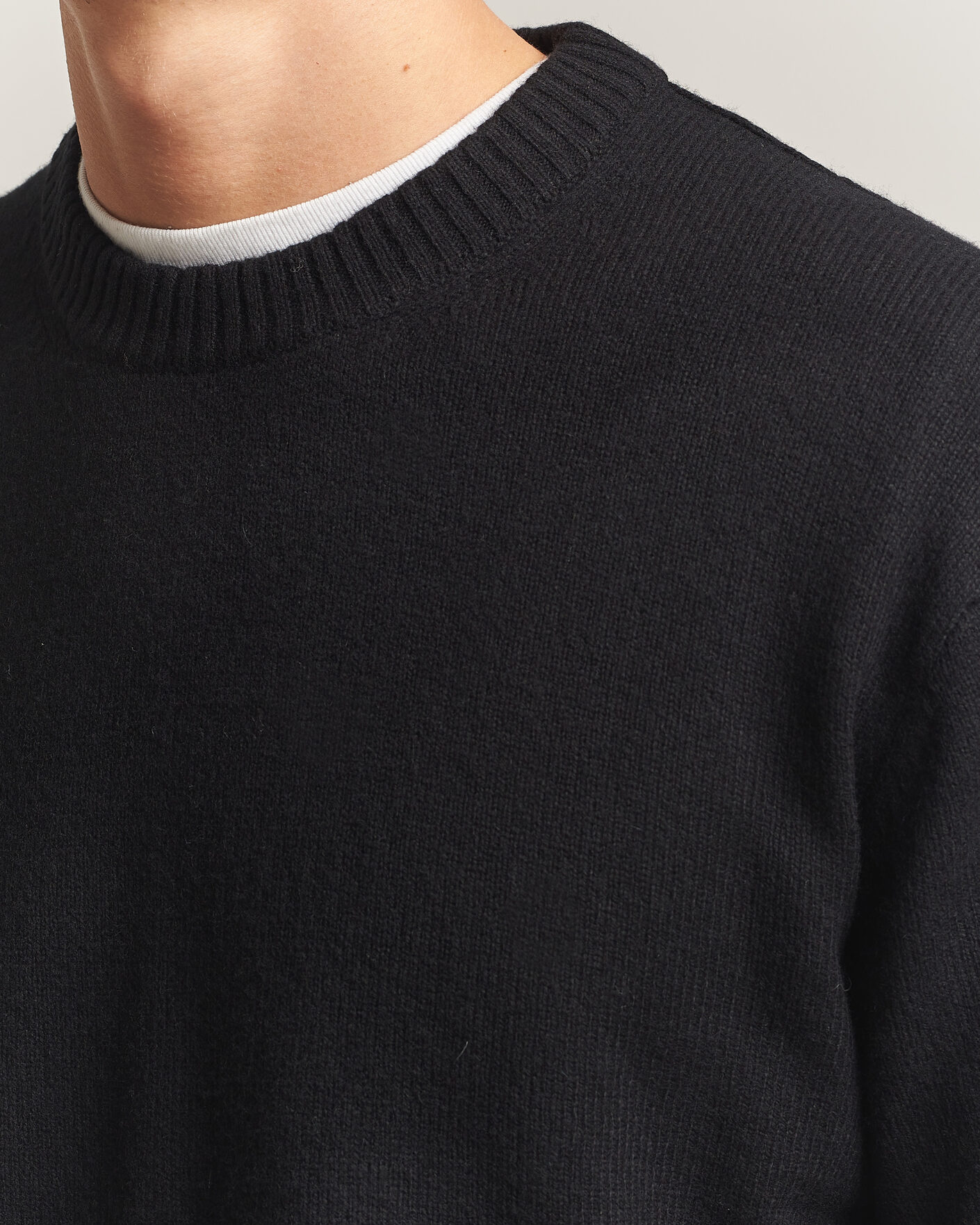 Herre | Gensere | NN07 | Russel Wool/Cotton Knitted Sweater Black