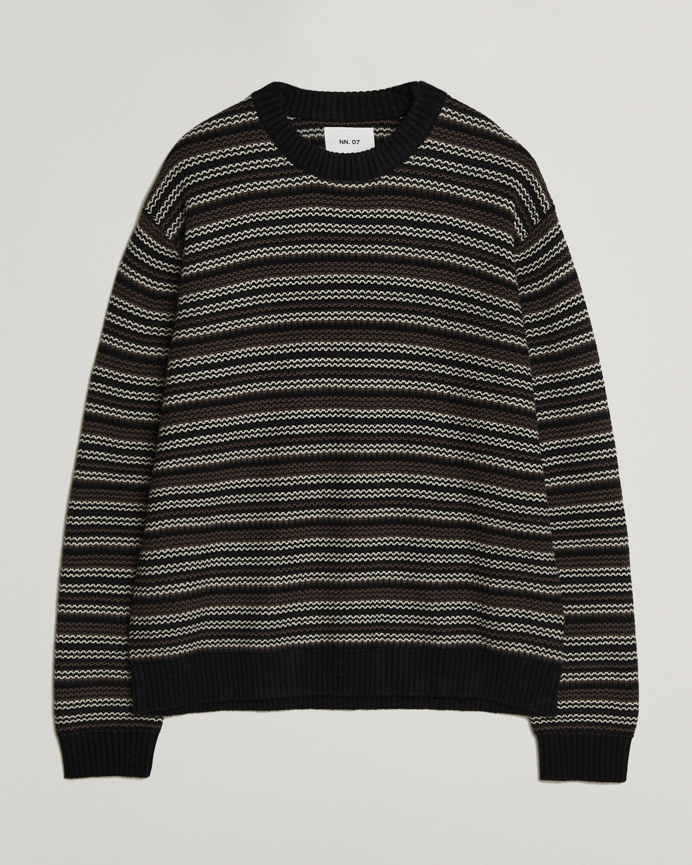 Herre | Gensere | NN07 | Russel Wool/Cotton Striped Sweater Black Multi