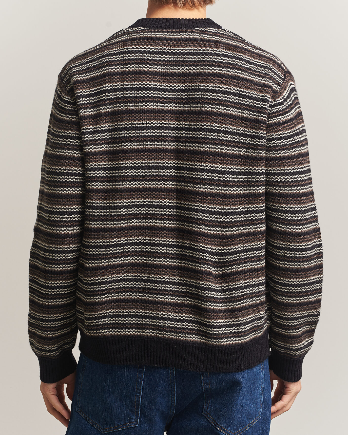 Herre | Gensere | NN07 | Russel Wool/Cotton Striped Sweater Black Multi
