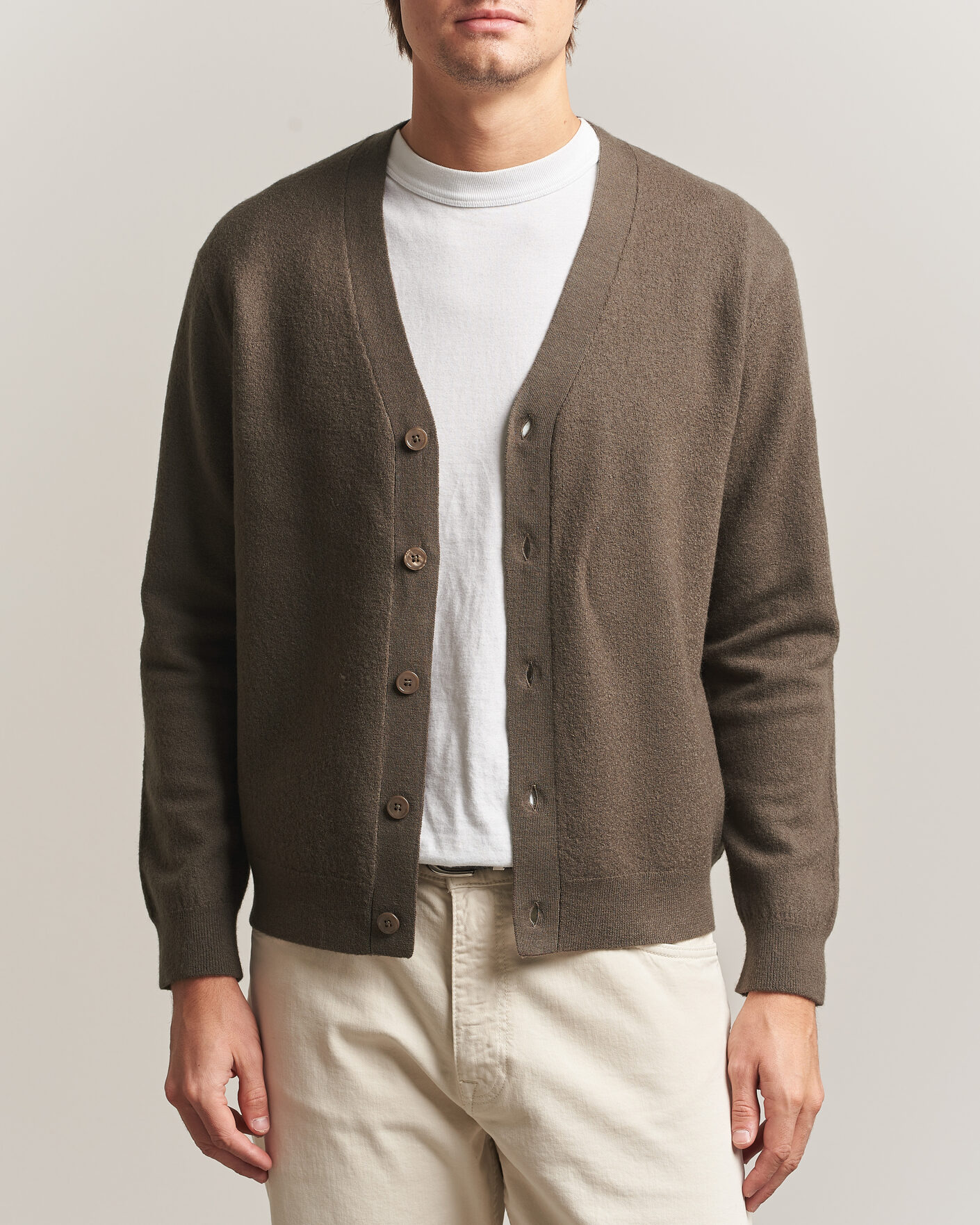 Herre | Gensere | NN07 | Jasper Wool Knitted Cardigan Mable Husk