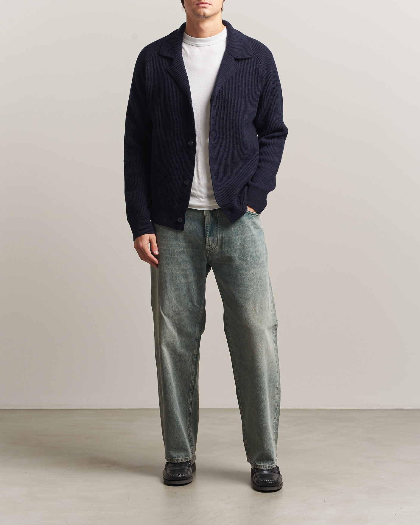 Herre | Gensere | NN07 | Shane Wool Knitted Cardigan Navy Blue