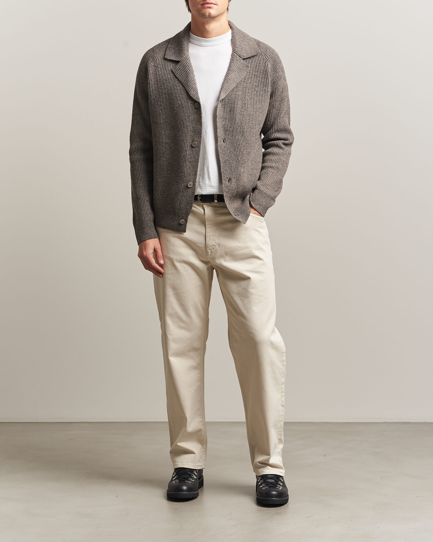 Herre | Gensere | NN07 | Shane Wool Knitted Cardigan Mable Husk