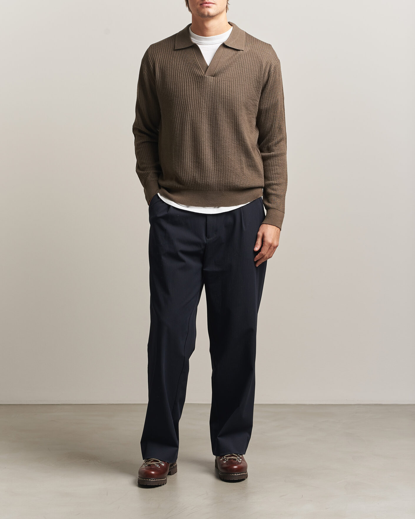 Herre | Gensere | NN07 | Nate Wool Knitted Polo Mable Husk