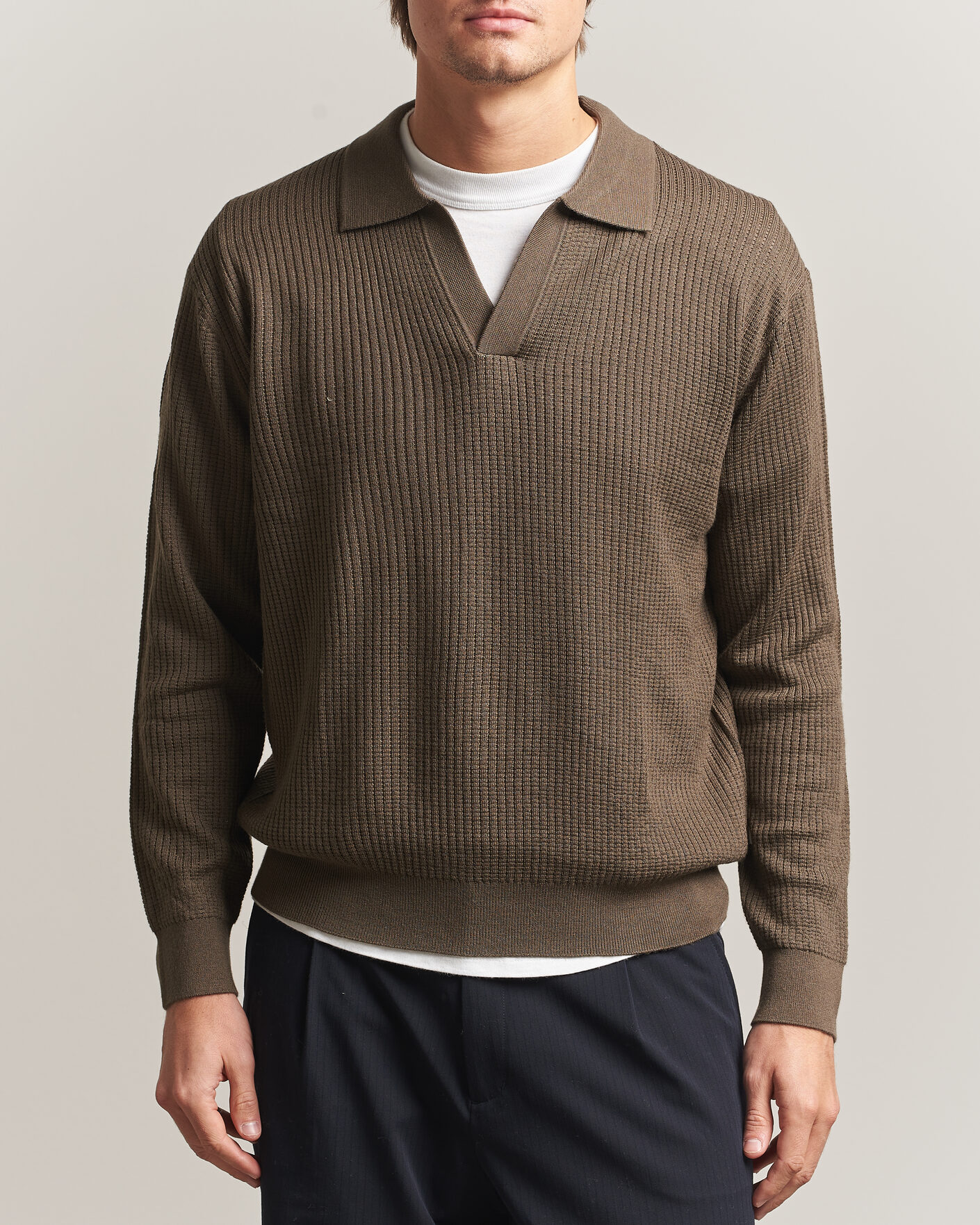Herre | Gensere | NN07 | Nate Wool Knitted Polo Mable Husk