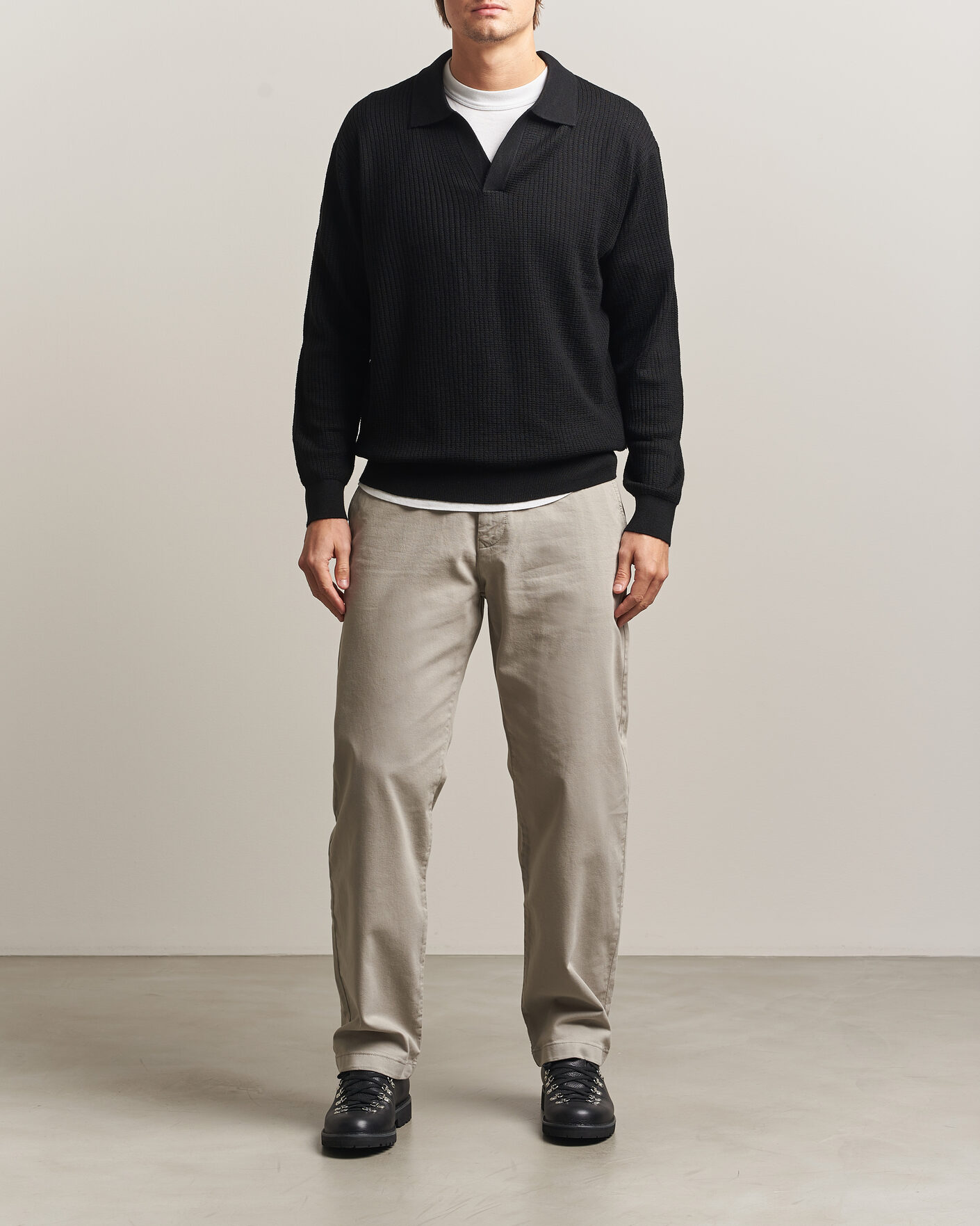 Herre | Gensere | NN07 | Nate Wool Knitted Polo Black