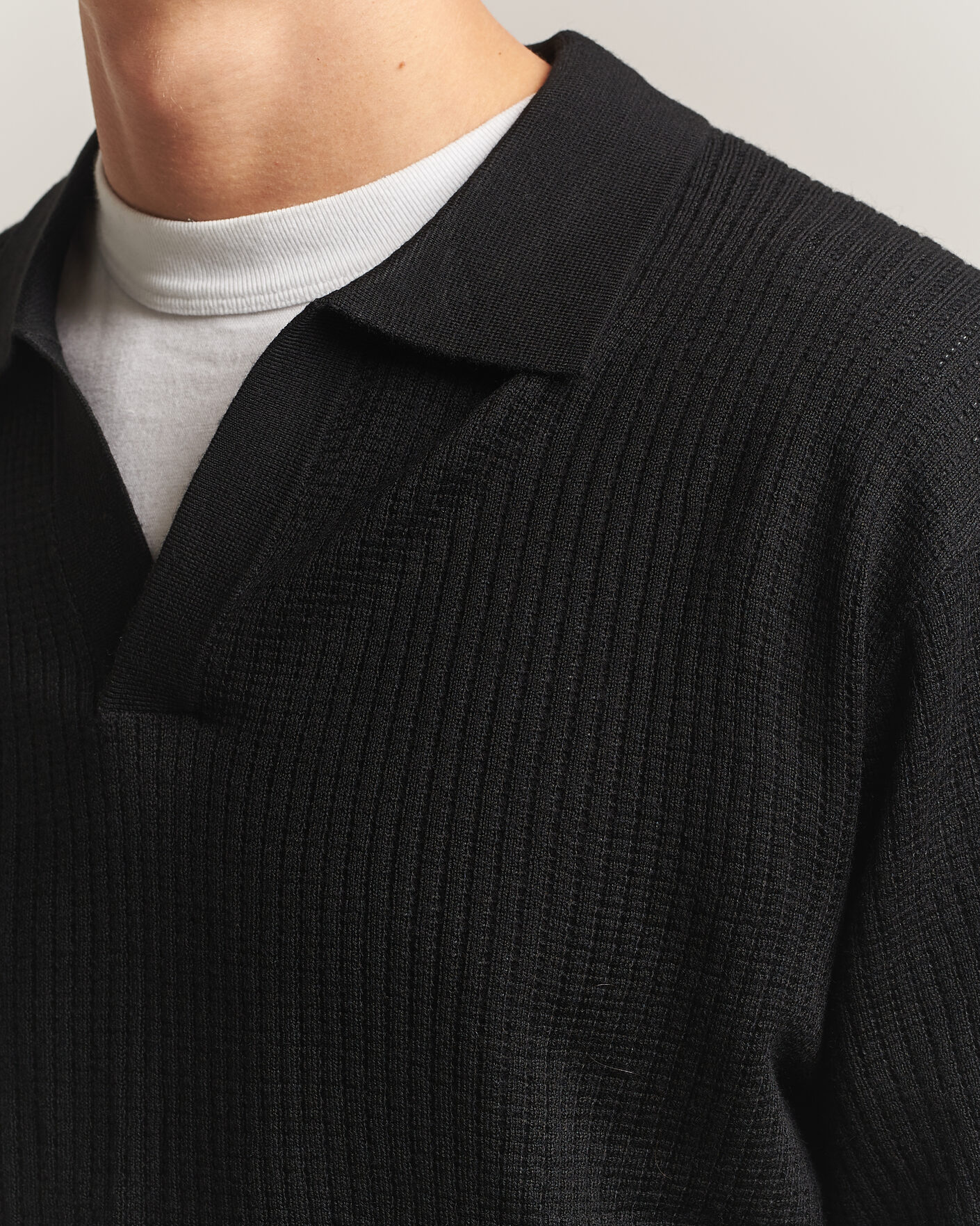 Herre | Gensere | NN07 | Nate Wool Knitted Polo Black
