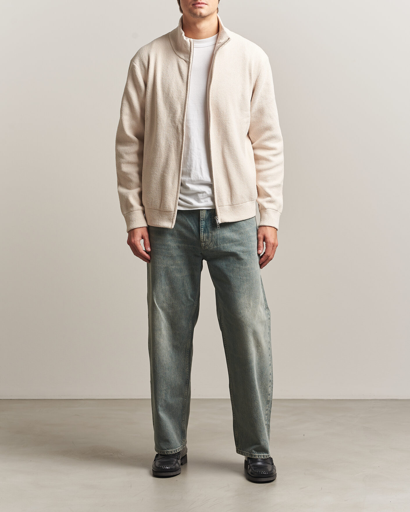 Herre | Gensere | NN07 | Danny Rib Knitted Full Zip Ivory