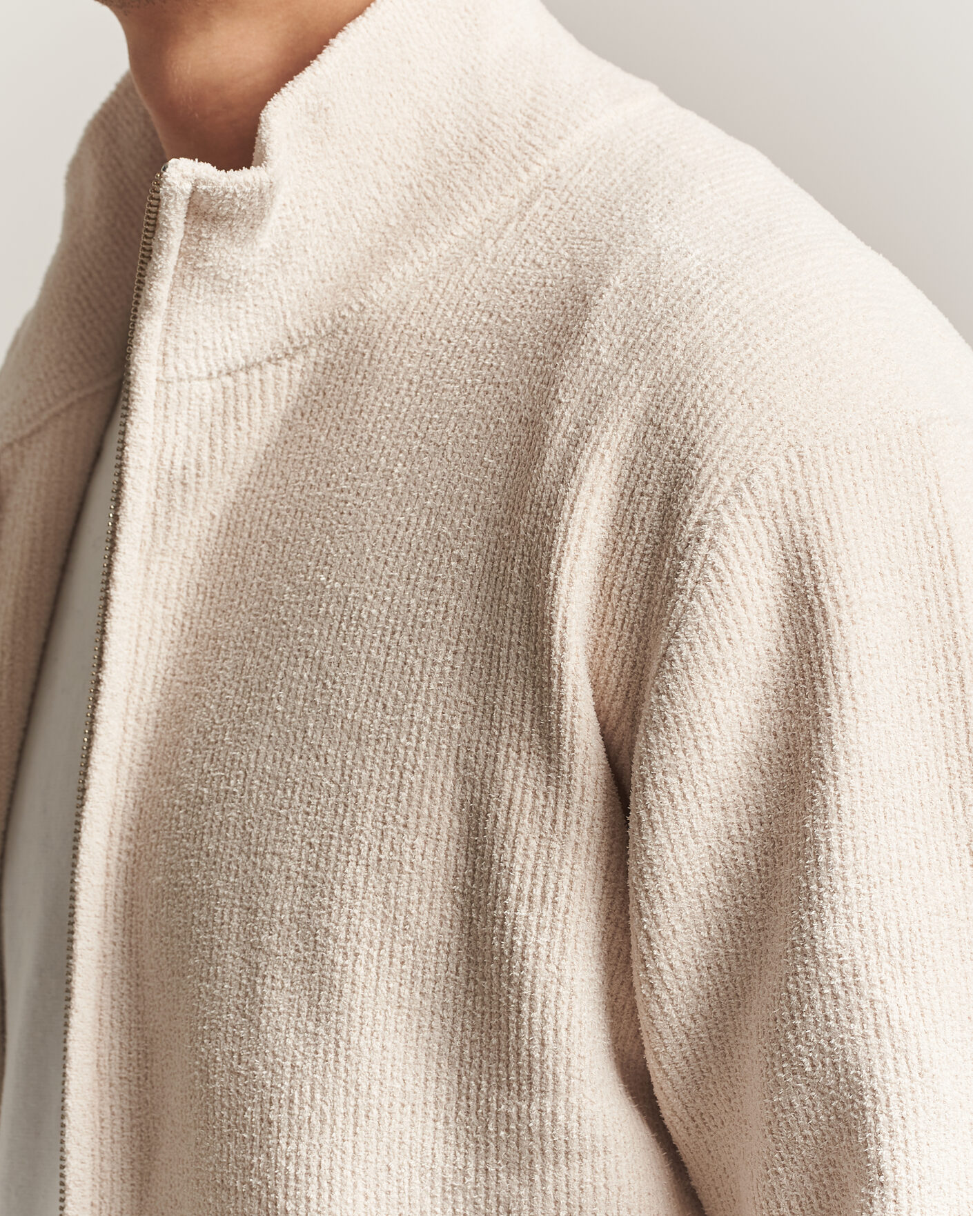Herre | Gensere | NN07 | Danny Rib Knitted Full Zip Ivory
