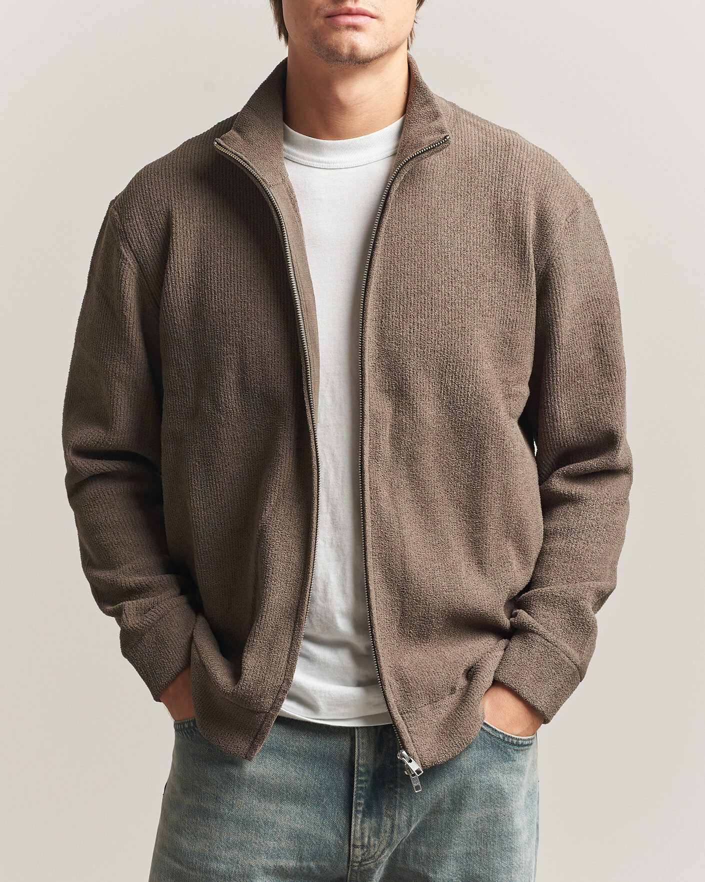 Herre | Gensere | NN07 | Danny Rib Knitted Full Zip Mable Husk