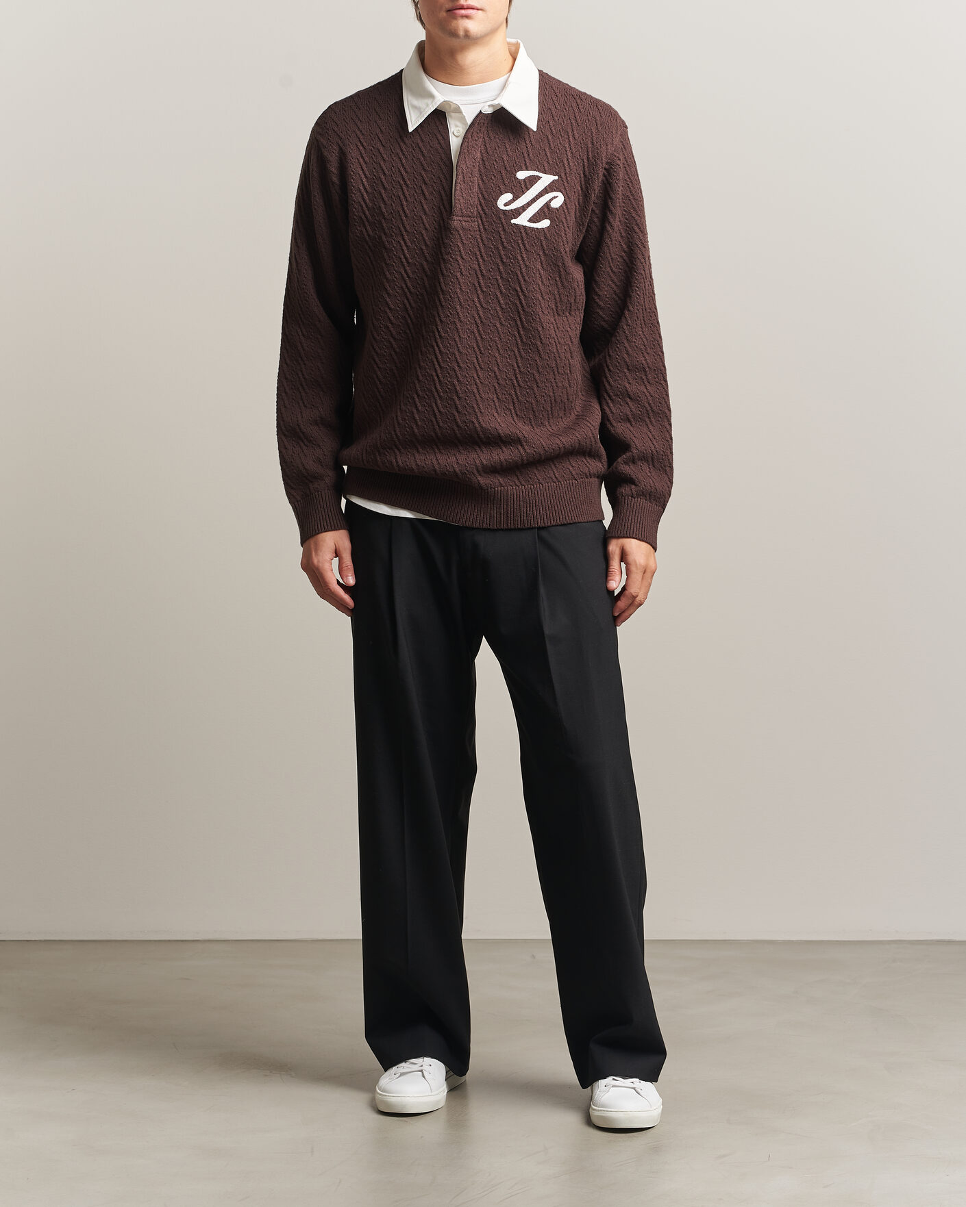 Herre | Gensere | J.Lindeberg | Johnny Knitted Rugby Seal Brown