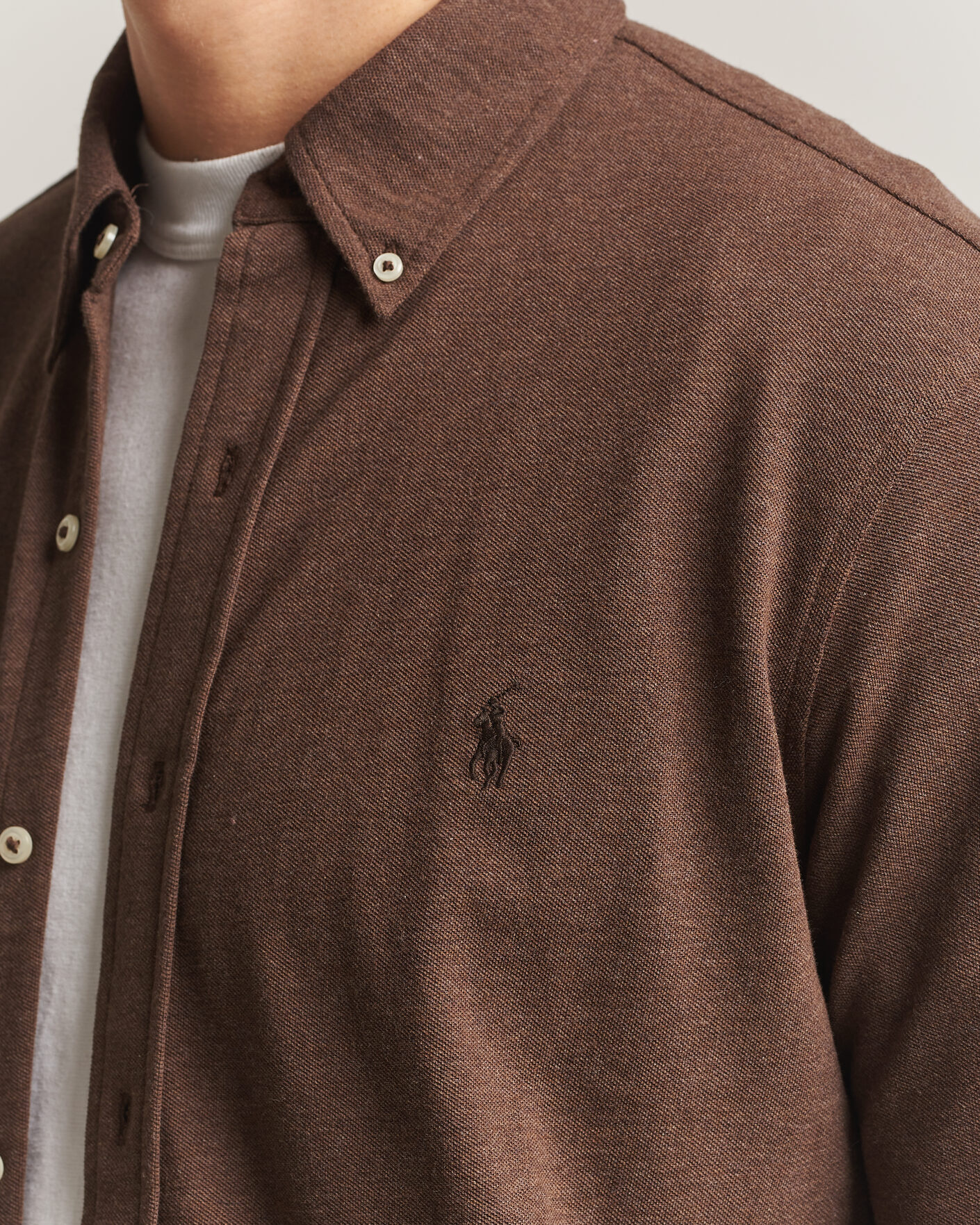 Herre | Pikéer | Polo Ralph Lauren | Featherweight Mesh Shirt Nutmeg Brown Heather