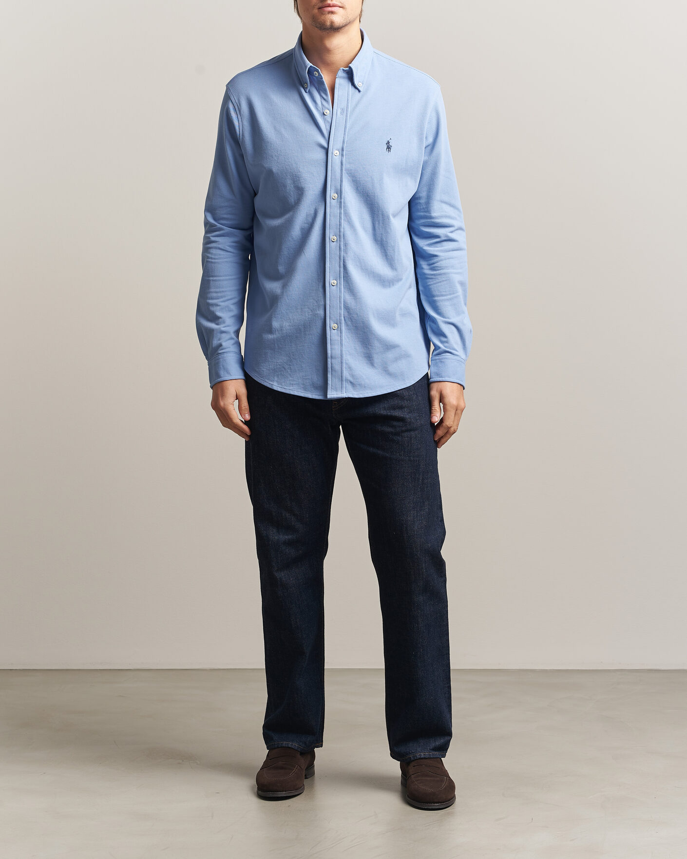 Herre | Pikéer | Polo Ralph Lauren | Featherweight Mesh Shirt Dress Shirt Blue