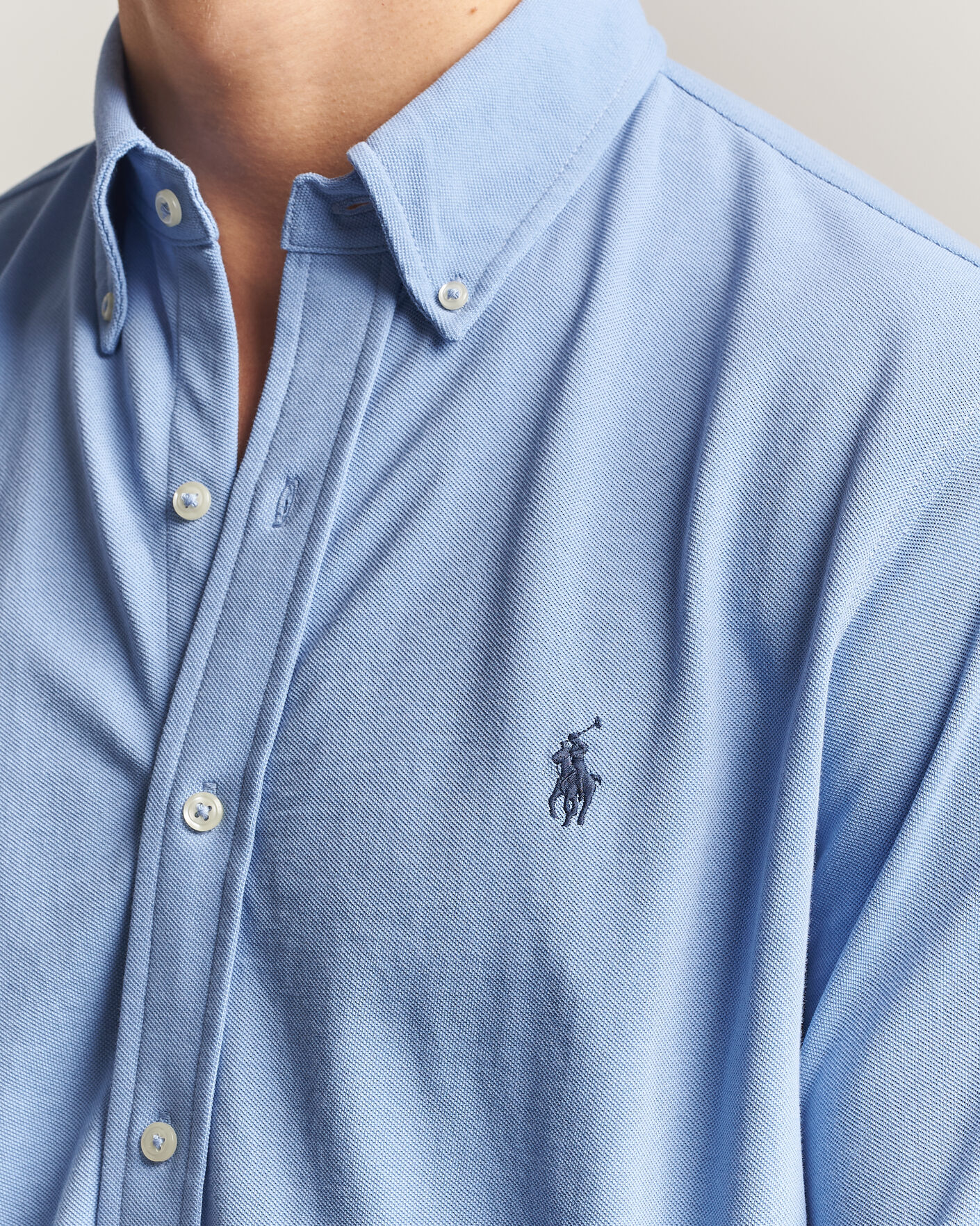 Herre | Pikéer | Polo Ralph Lauren | Featherweight Mesh Shirt Dress Shirt Blue