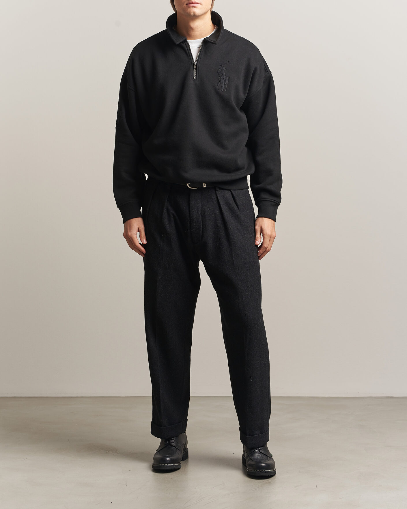 Herre | Gensere | Polo Ralph Lauren | Heavy Weight Half Zip Fleece Polo Black
