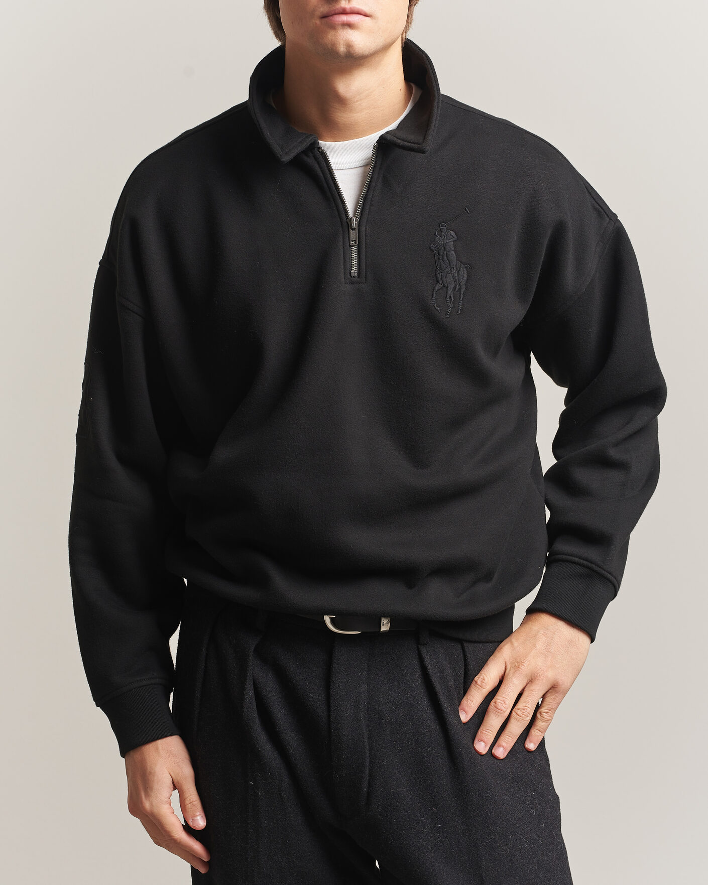 Herre | Gensere | Polo Ralph Lauren | Heavy Weight Half Zip Fleece Polo Black