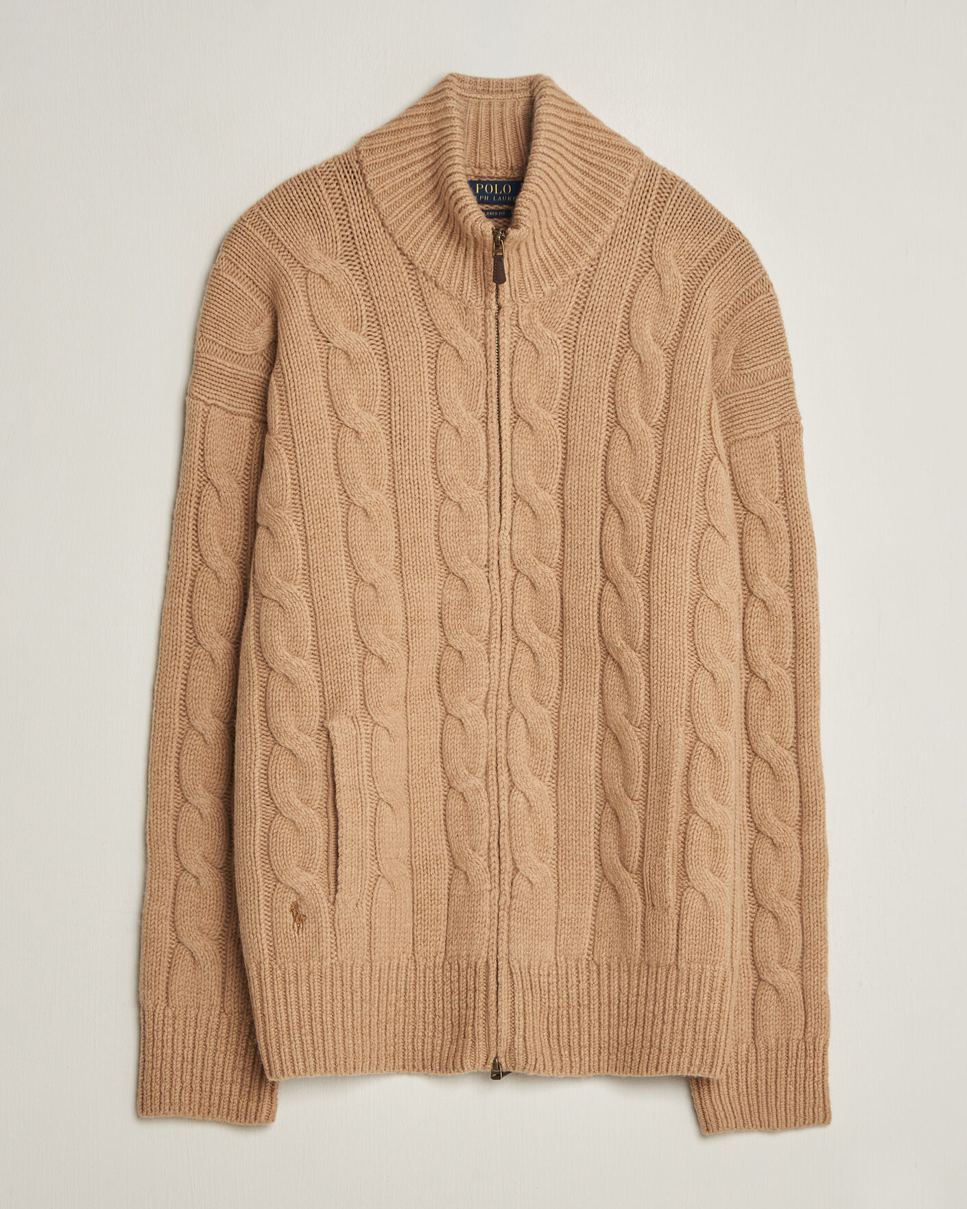 Herre | Gensere | Polo Ralph Lauren | Wool/Alpaca Cable Full-Zip Camel Melange