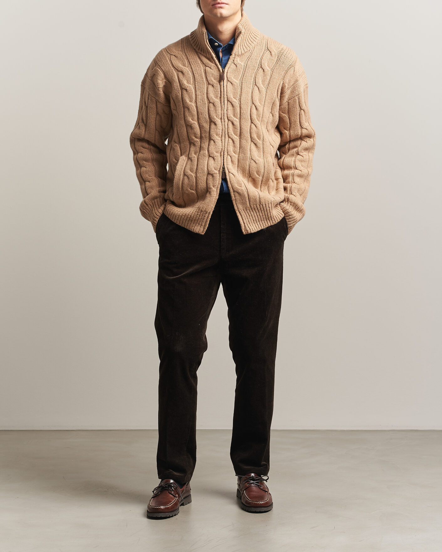 Herre | Gensere | Polo Ralph Lauren | Wool/Alpaca Cable Full-Zip Camel Melange
