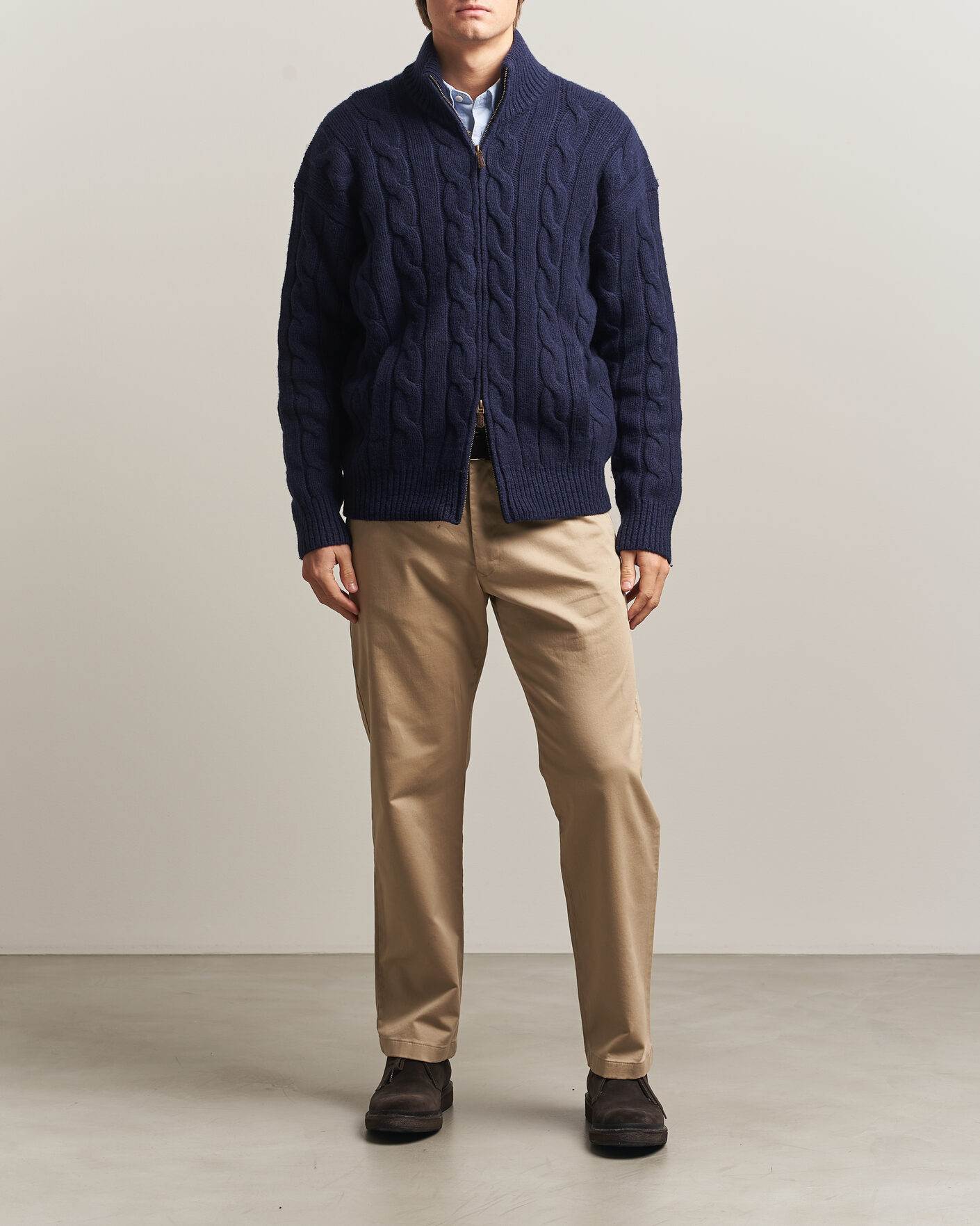 Herre | Gensere | Polo Ralph Lauren | Wool/Alpaca Cable Full-Zip Hunter Navy