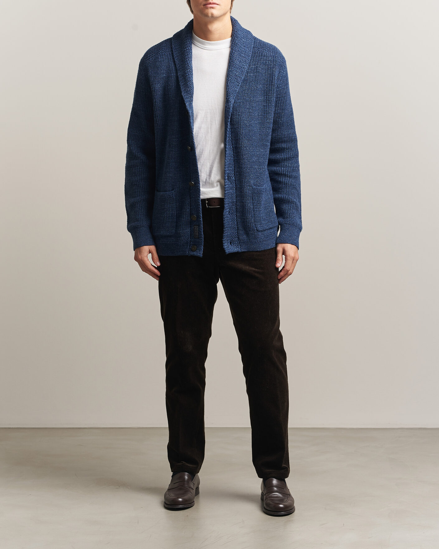 Herre | Gensere | Polo Ralph Lauren | Cotton Shawl Cardigan Blue Marl