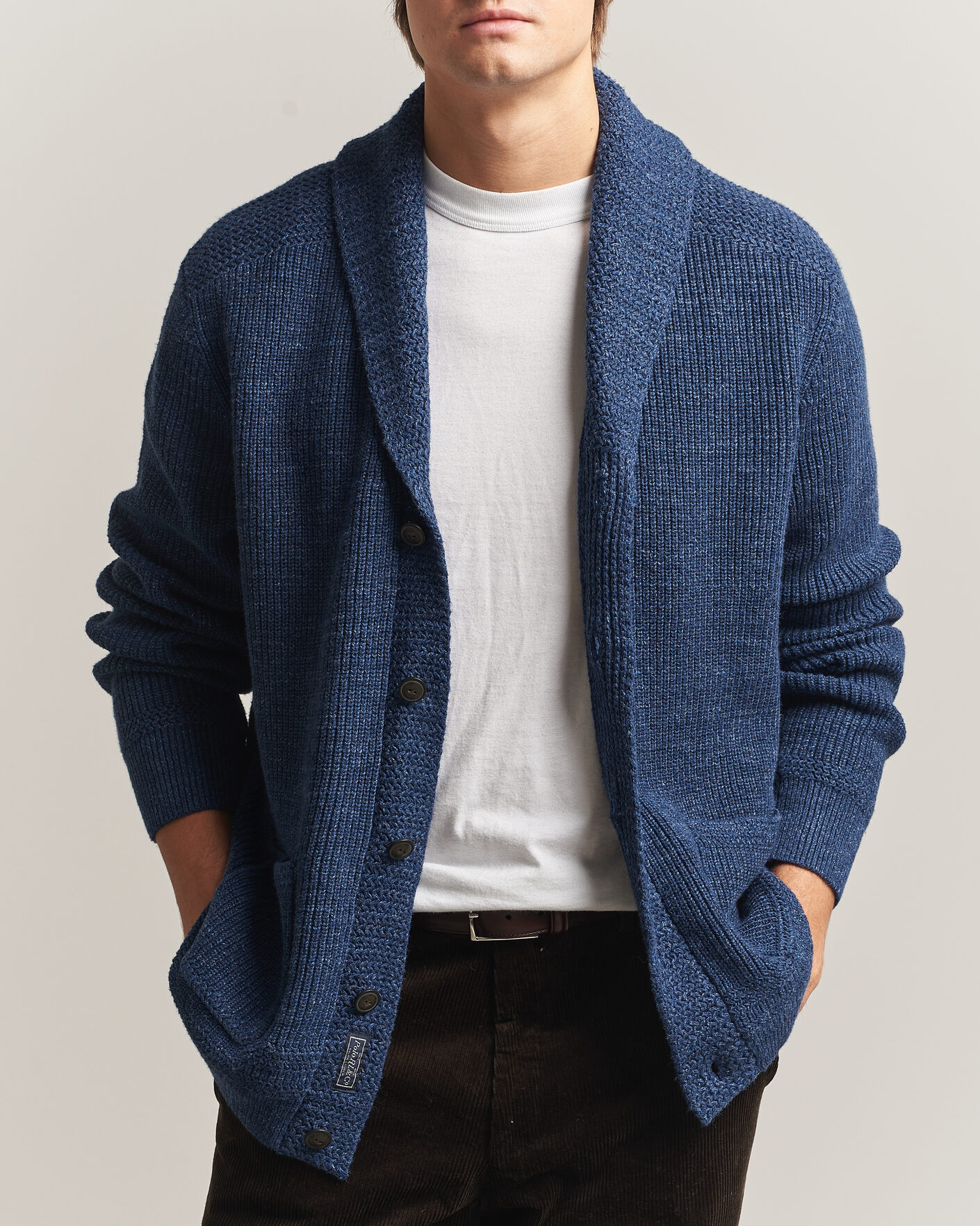 Herre | Gensere | Polo Ralph Lauren | Cotton Shawl Cardigan Blue Marl
