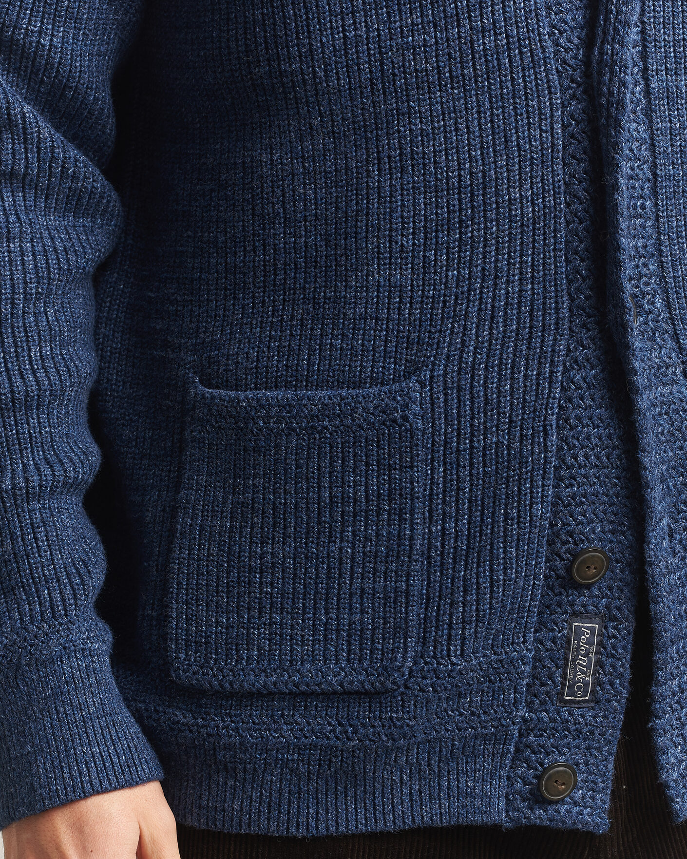 Herre | Gensere | Polo Ralph Lauren | Cotton Shawl Cardigan Blue Marl