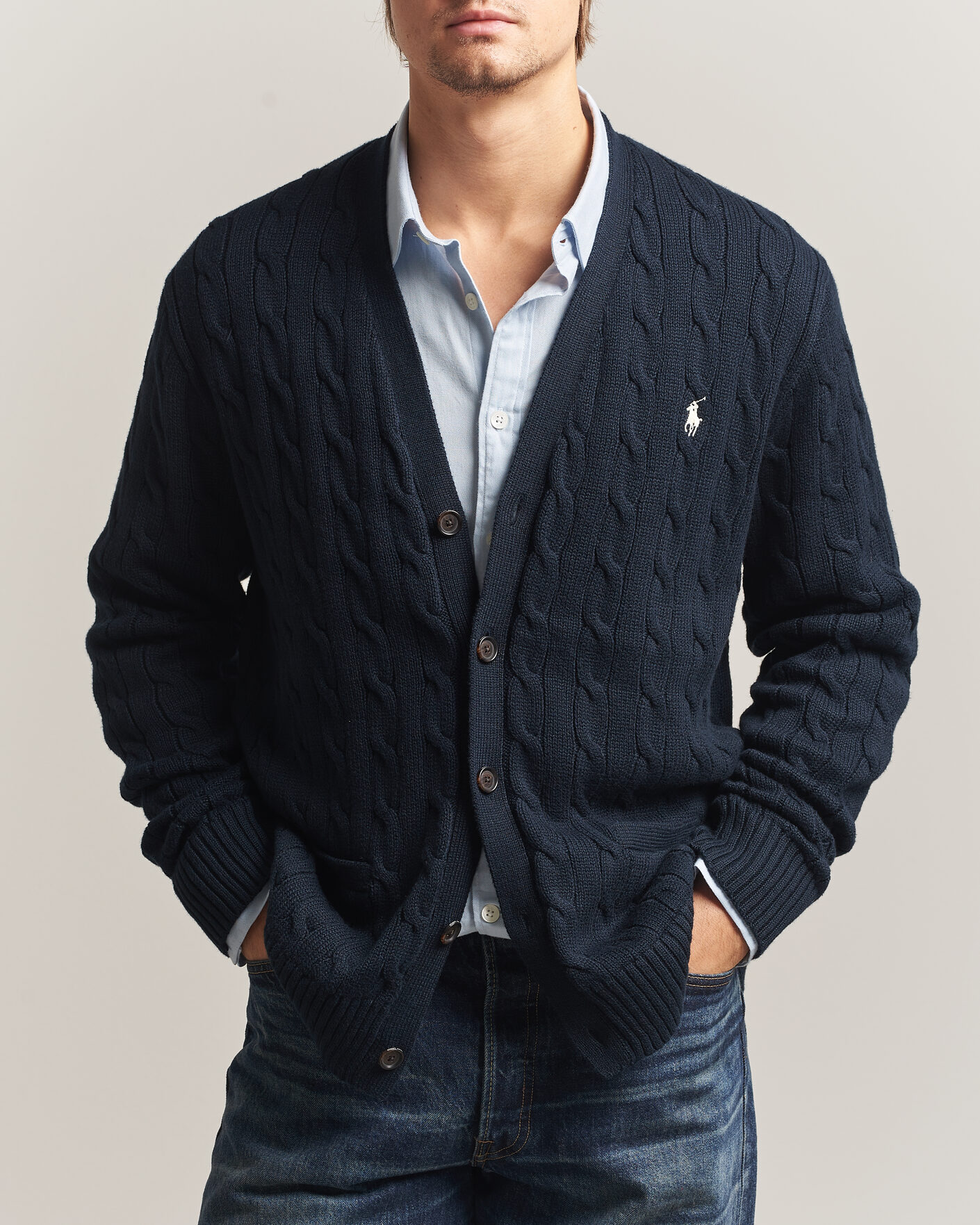 Herre | Gensere | Polo Ralph Lauren | Cotton Cable Cardigan Hunter Navy