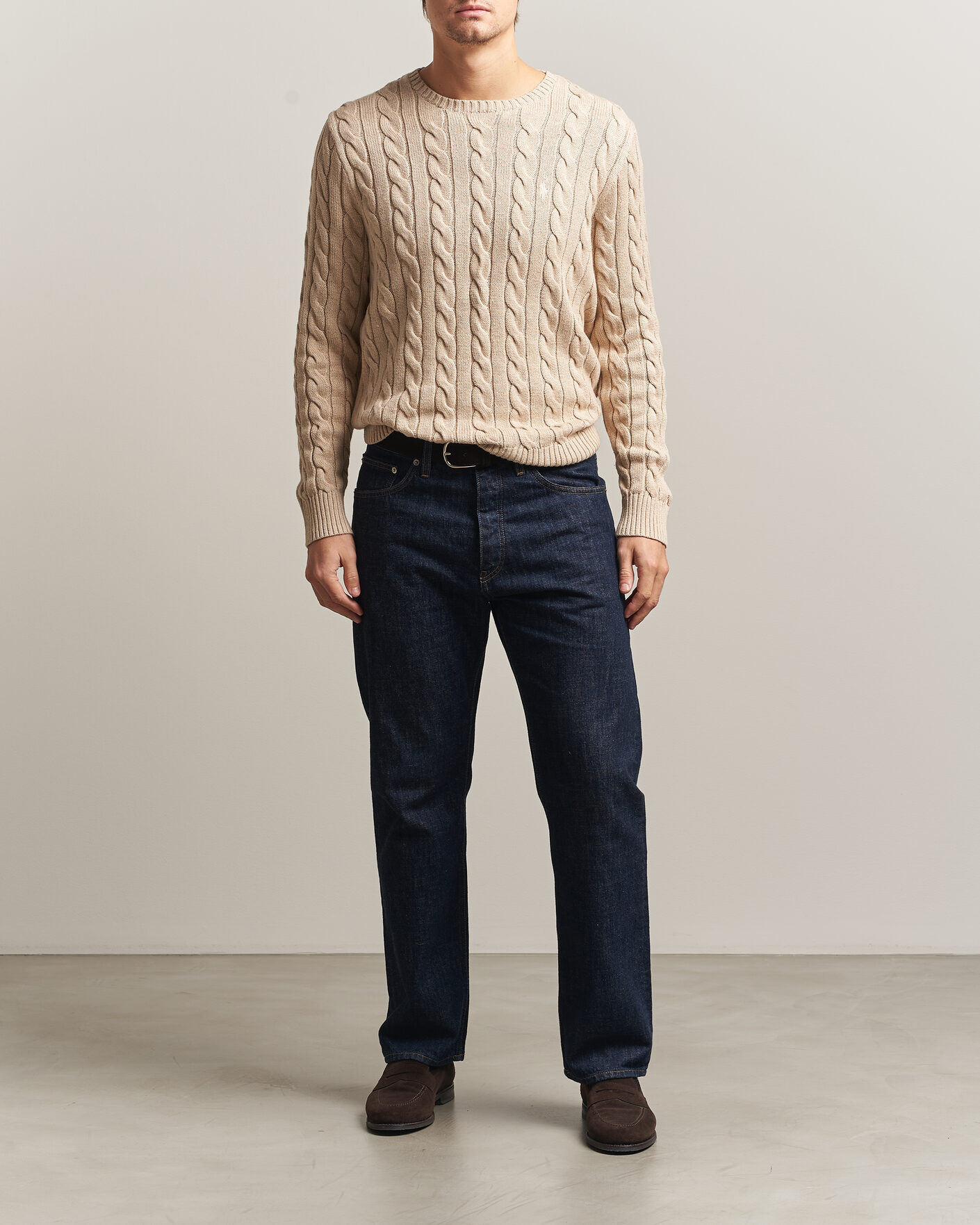 Herre | Gensere | Polo Ralph Lauren | Cotton Cable Pullover Jicama Brown Heather