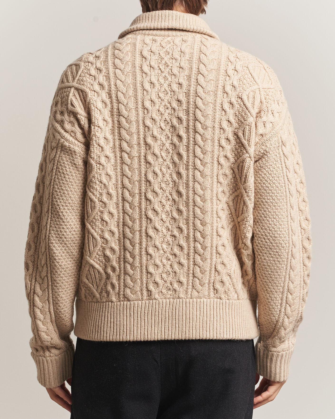 Herre | Gensere | Polo Ralph Lauren | Wool/Alpaca Aran Full-Zip Jicama Brown Heather