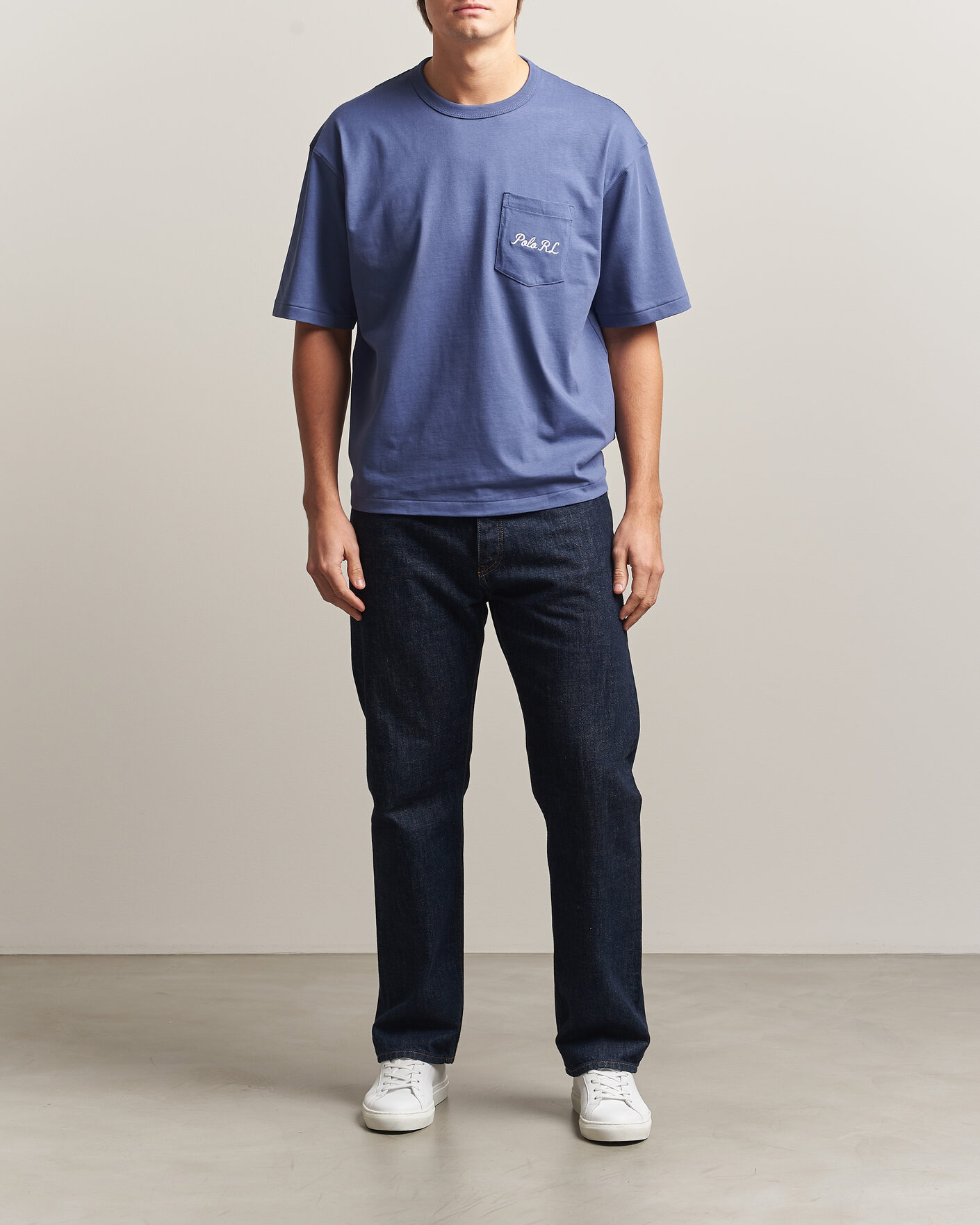 Herre | T-Shirts | Polo Ralph Lauren | Back Print Bear Pocket Tee Classic Blue