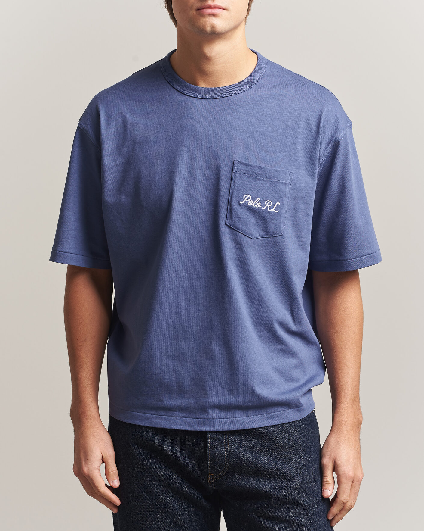Herre | T-Shirts | Polo Ralph Lauren | Back Print Bear Pocket Tee Classic Blue