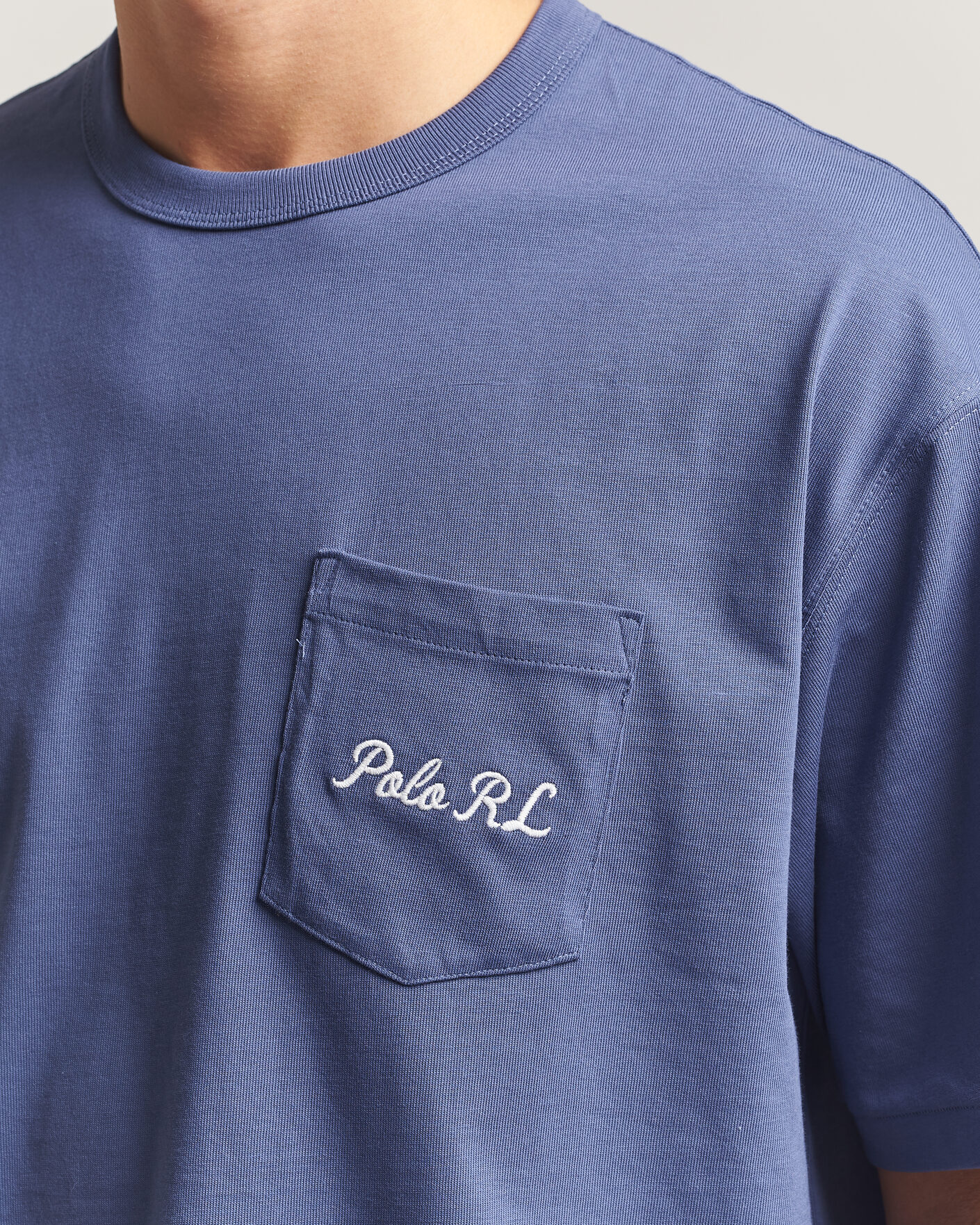 Herre | T-Shirts | Polo Ralph Lauren | Back Print Bear Pocket Tee Classic Blue