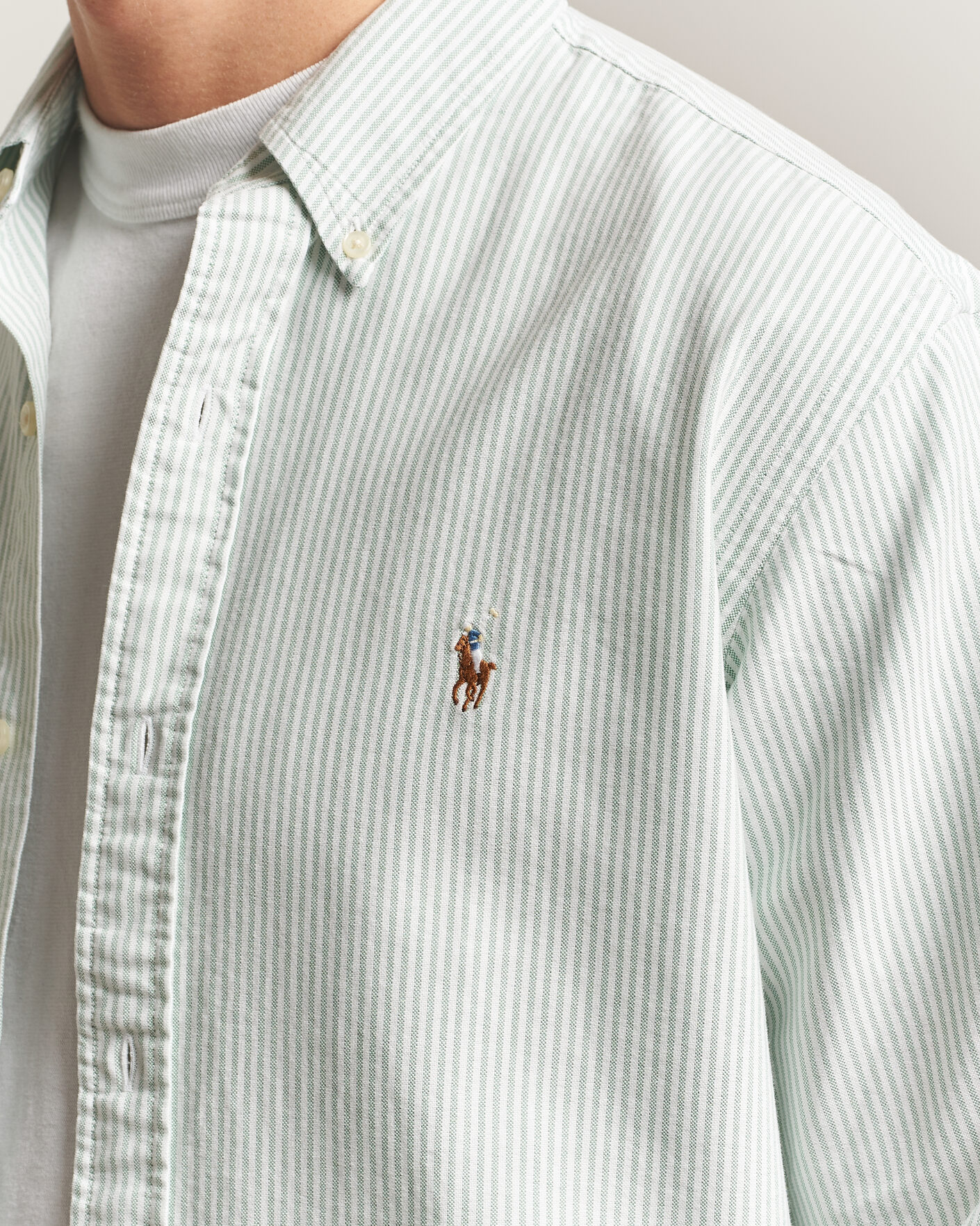 Herre | Skjorter | Polo Ralph Lauren | Custom Slim Fit Oxford Shirt Pistachio/White