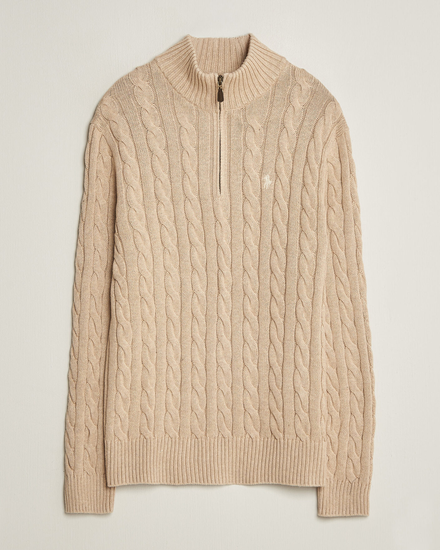 Herre | Gensere | Polo Ralph Lauren | Cotton Cable Half Zip Brown Heather