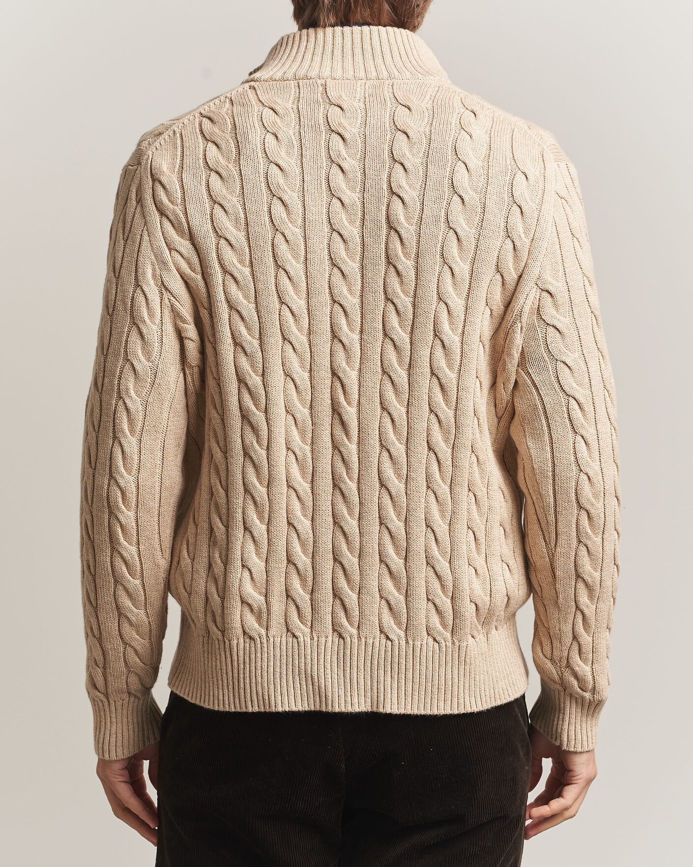 Herre | Gensere | Polo Ralph Lauren | Cotton Cable Half Zip Brown Heather