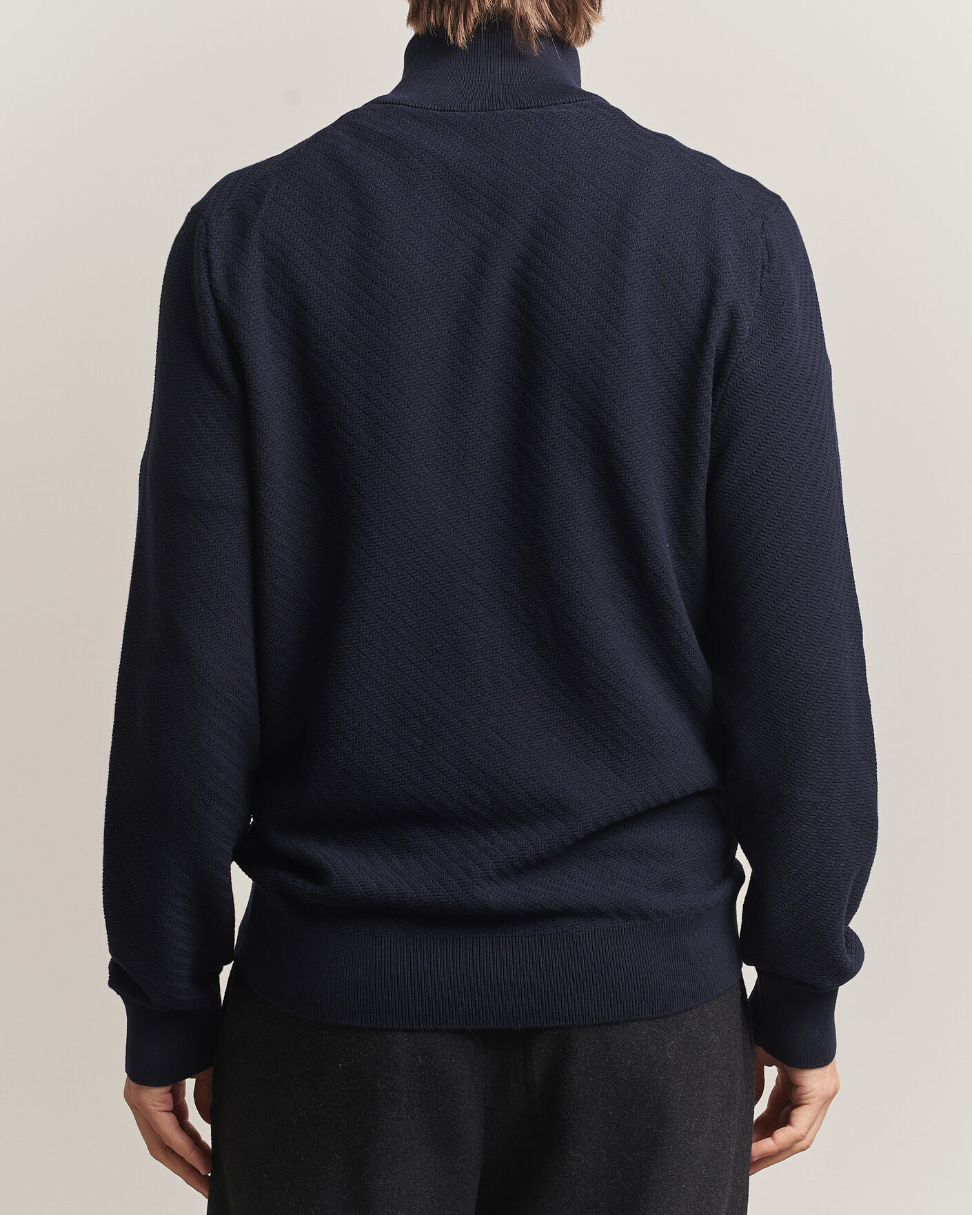 Herre | Gensere | BOSS BLACK | Loretti Cotton Knitted Full Zip Dark Blue