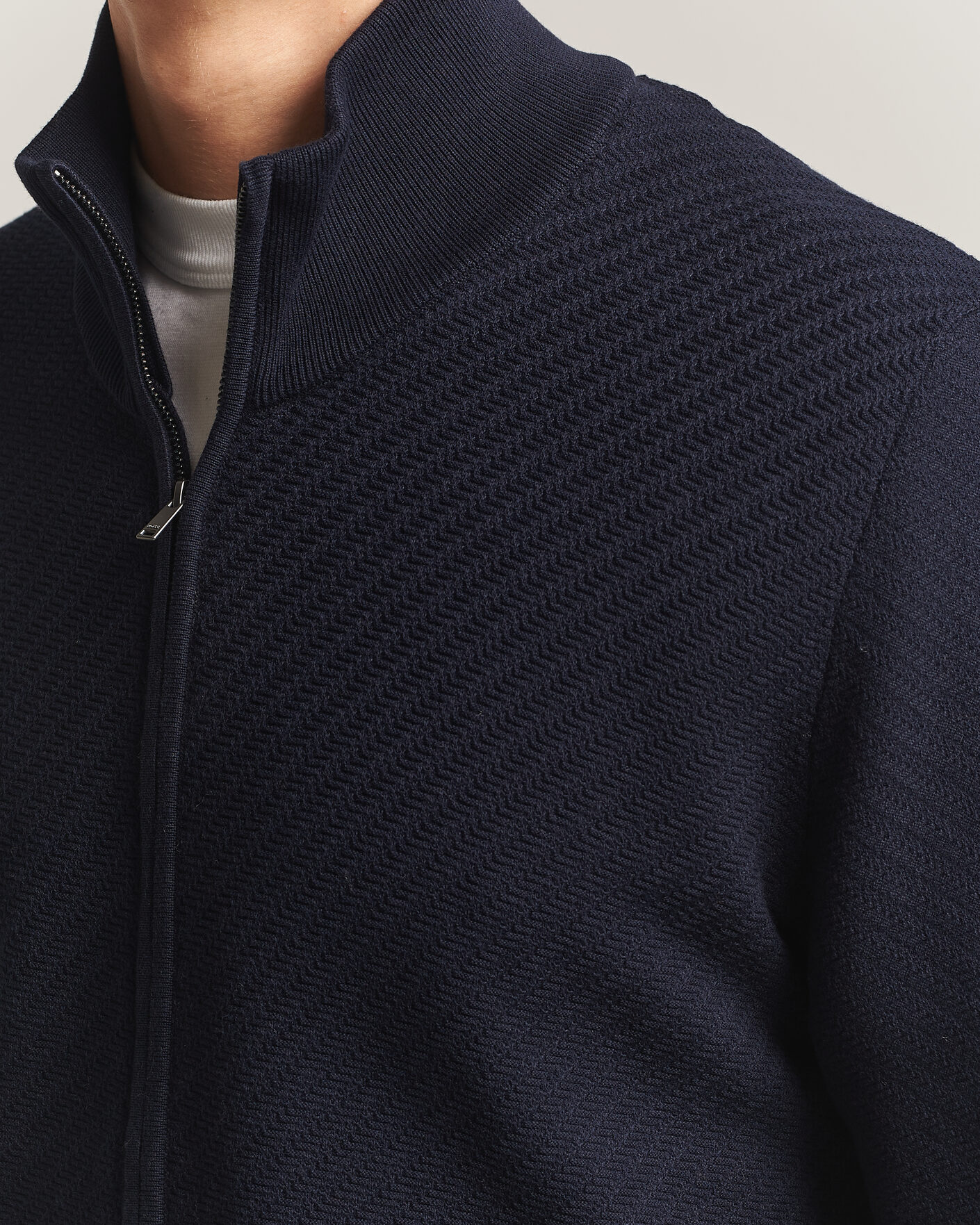 Herre | Gensere | BOSS BLACK | Loretti Cotton Knitted Full Zip Dark Blue