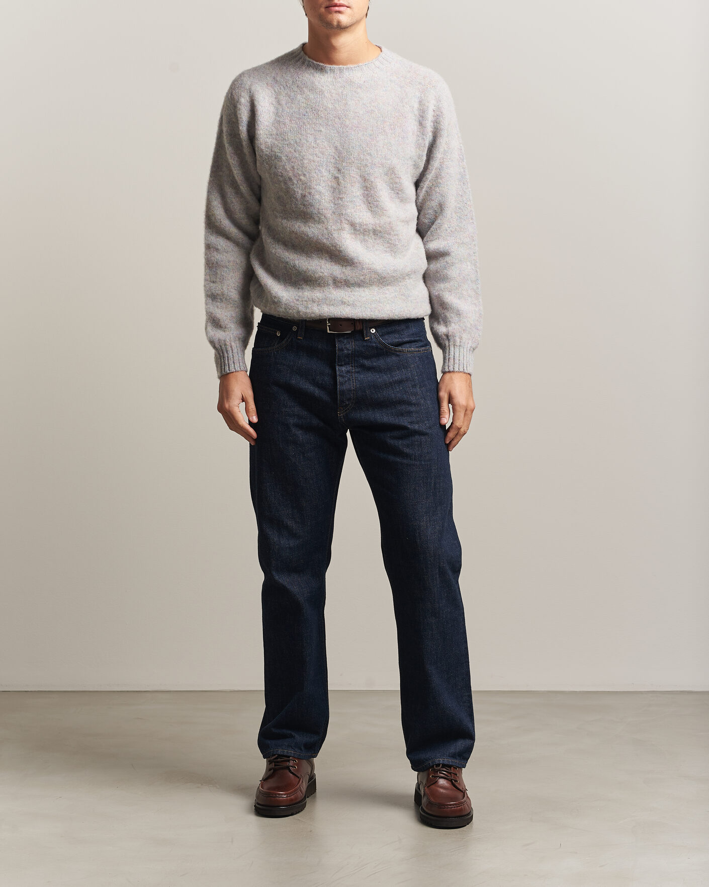 Herre | Gensere | Harley Of Scotland | Brushed Supersoft Lambswool Crewneck Aurora