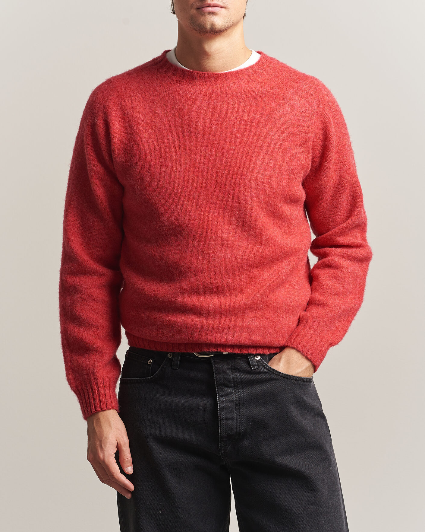 Herre | Gensere | Harley Of Scotland | Brushed Supersoft Lambswool Crewneck Damask