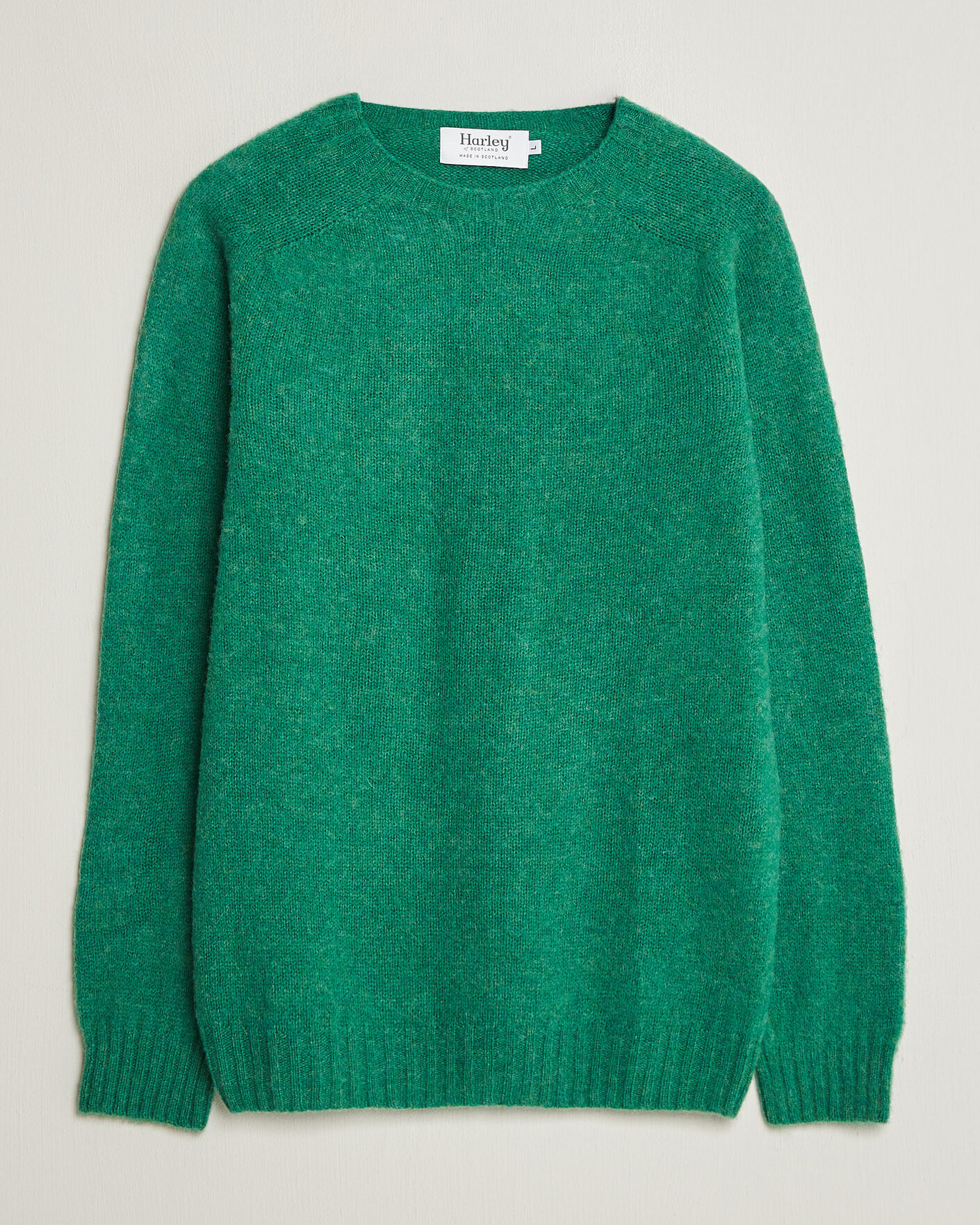 Herre | Gensere | Harley Of Scotland | Brushed Supersoft Lambswool Crewneck Evergreen