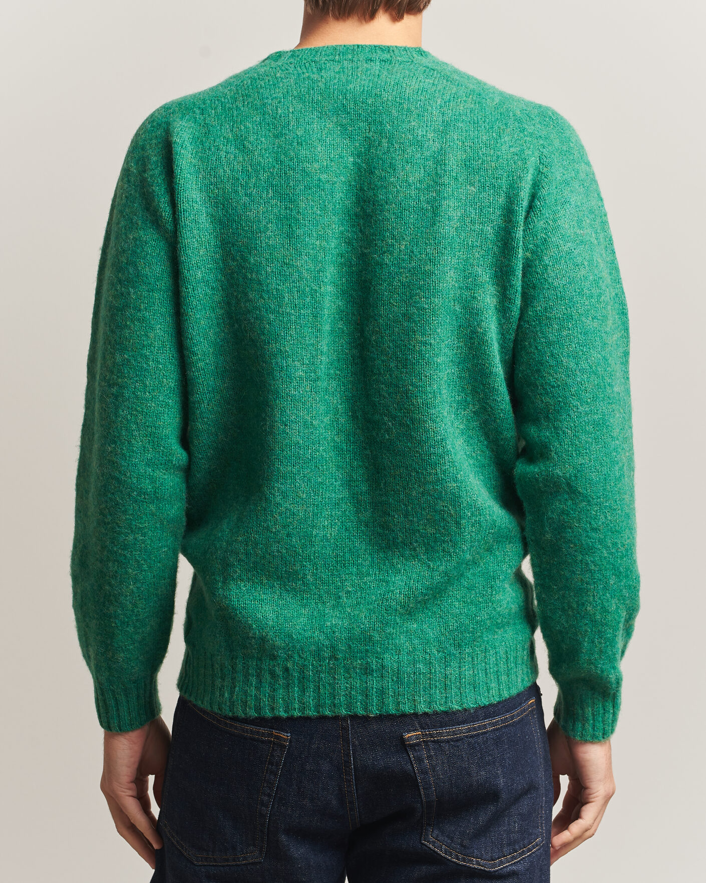 Herre | Gensere | Harley Of Scotland | Brushed Supersoft Lambswool Crewneck Evergreen