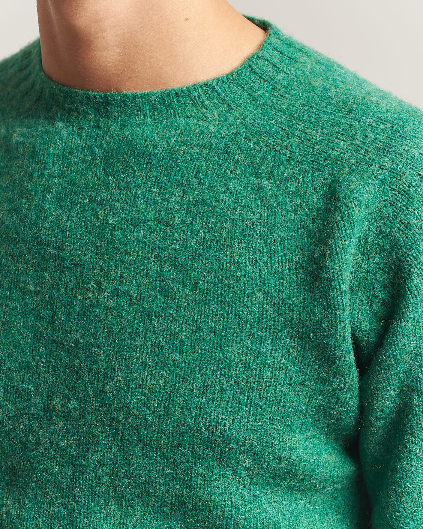 Herre | Gensere | Harley Of Scotland | Brushed Supersoft Lambswool Crewneck Evergreen