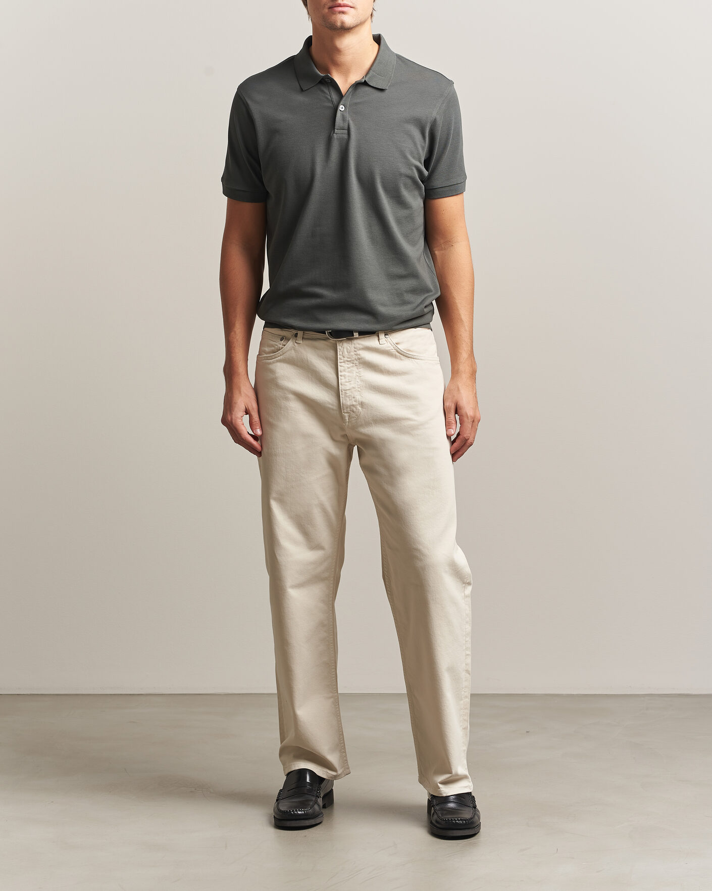 Herre | Pikéer | Sunspel | Short Sleeve Pique Polo Slate Green