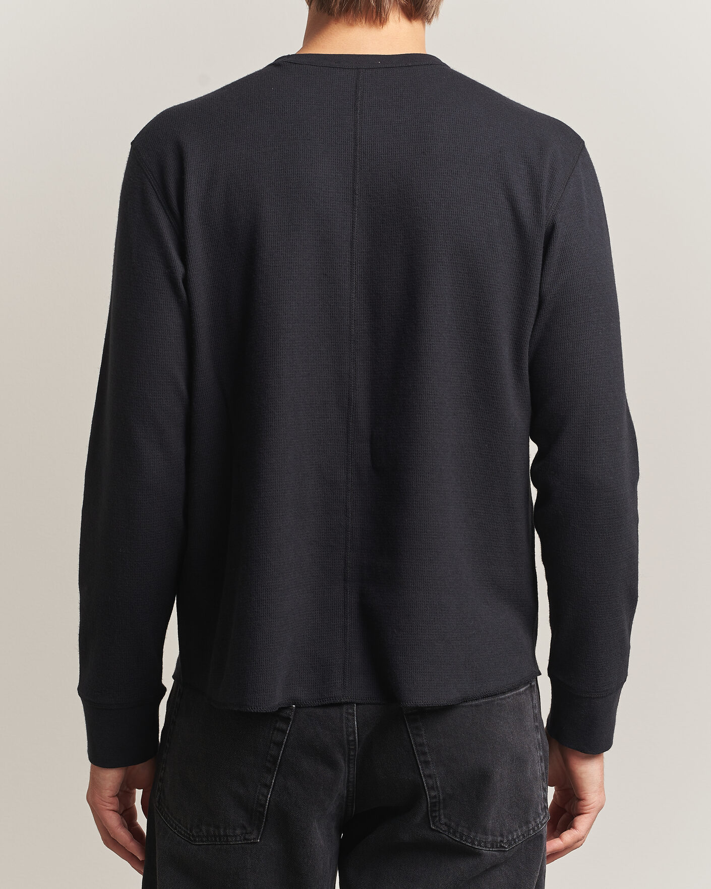 Herre | T-Shirts | Sunflower | Wool Waffle Long Sleeve T-Shirt Black