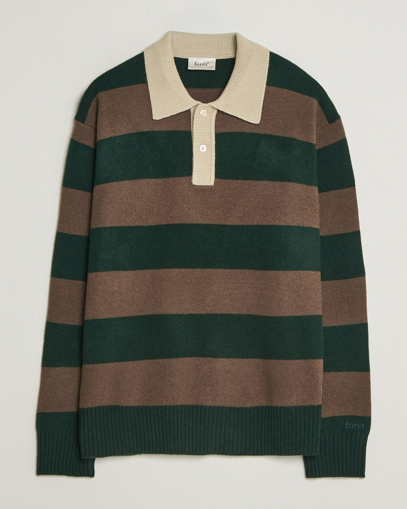 Herre | Gensere | Forét | Frost Stripe Knit Polo Deep Green