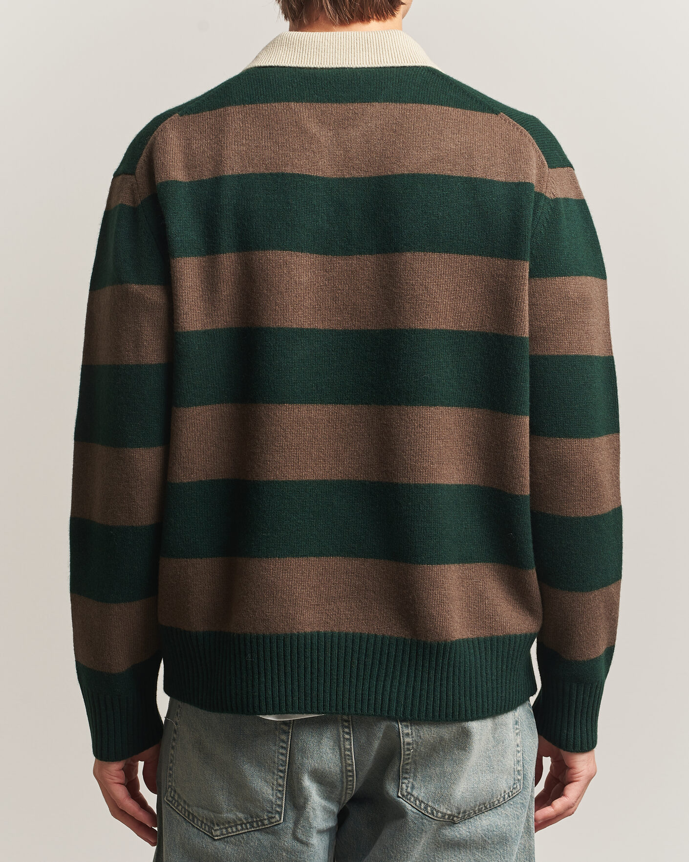 Herre | Gensere | Forét | Frost Stripe Knit Polo Deep Green