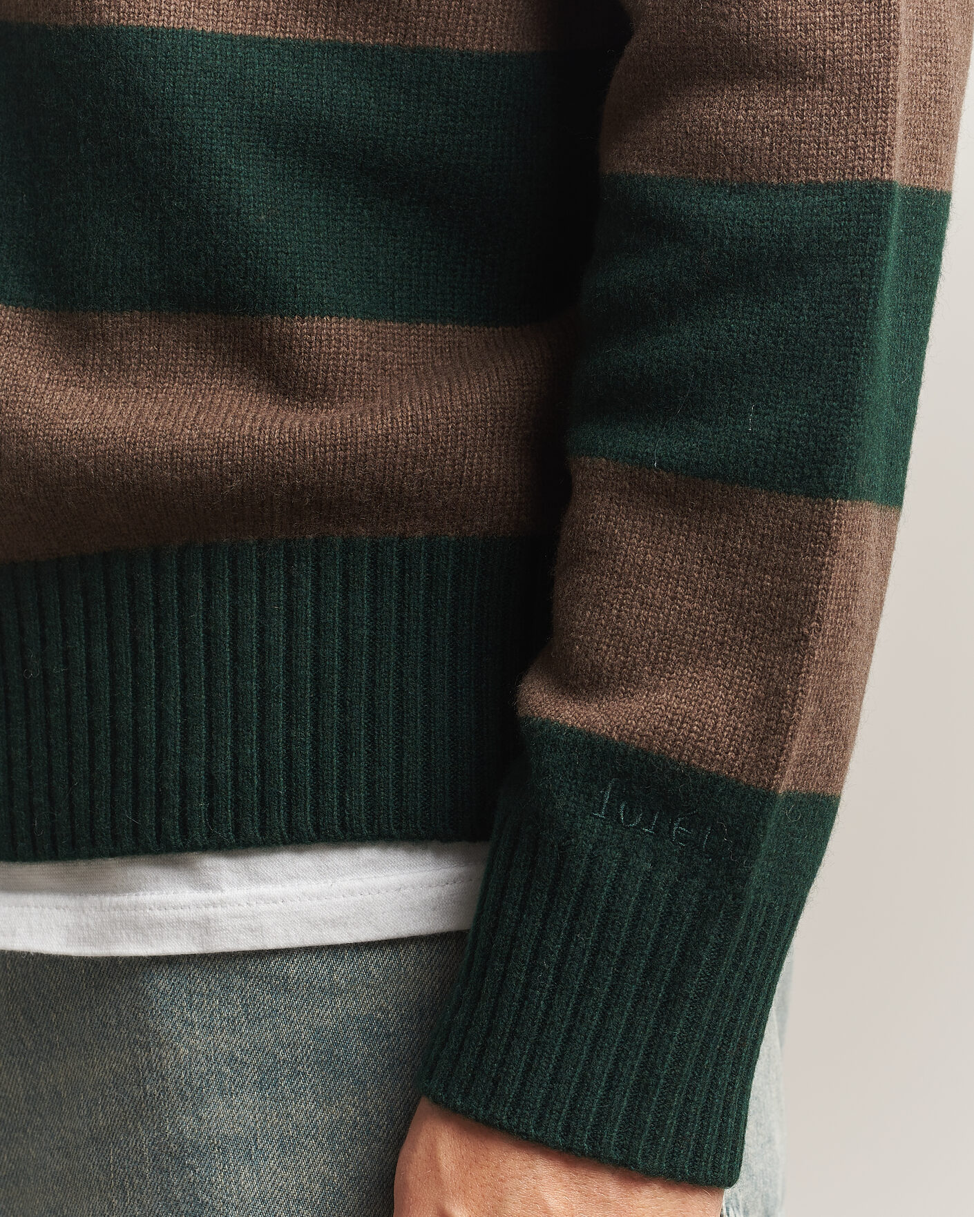 Herre | Gensere | Forét | Frost Stripe Knit Polo Deep Green