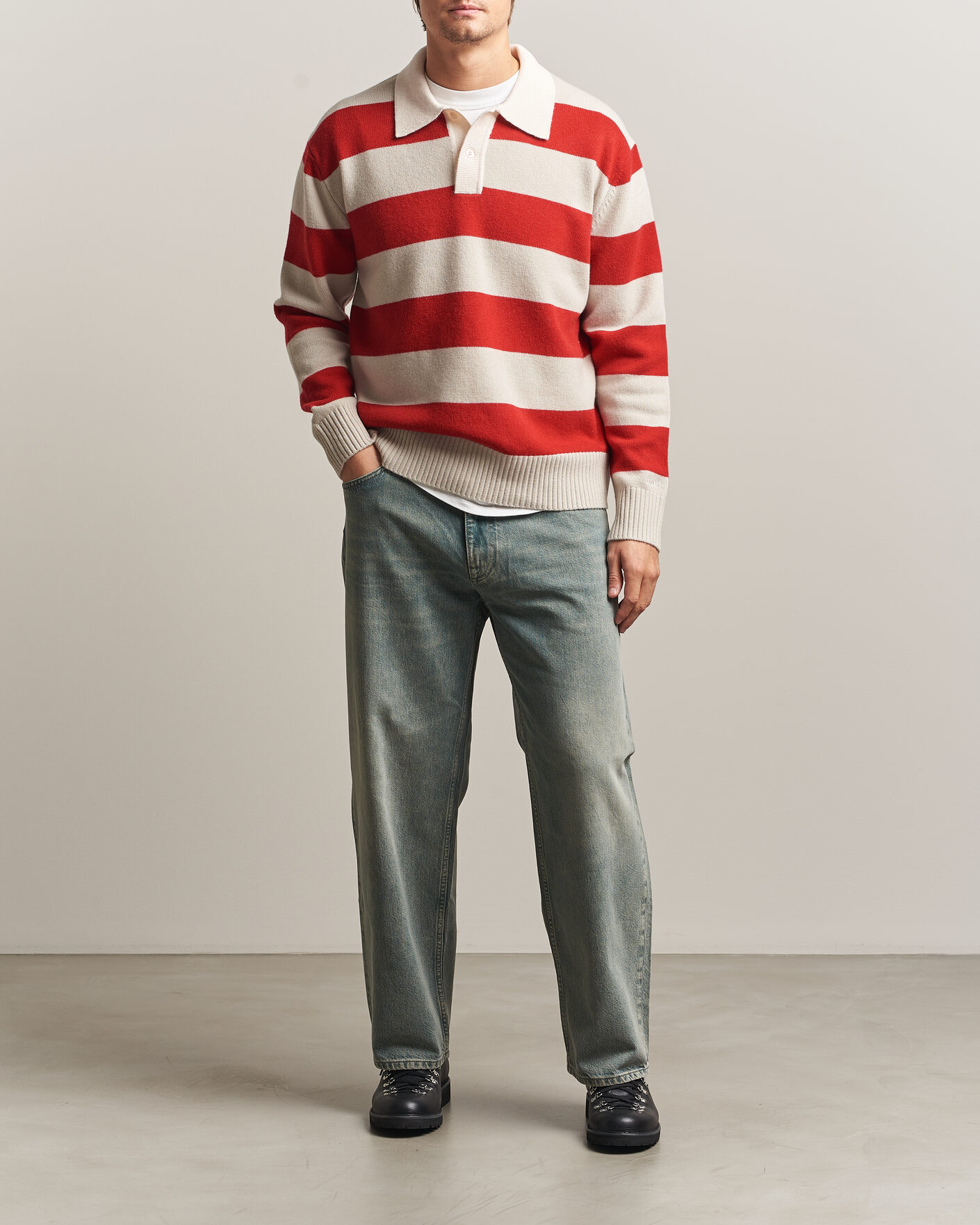 Herre | Gensere | Forét | Frost Stripe Knit Polo Red