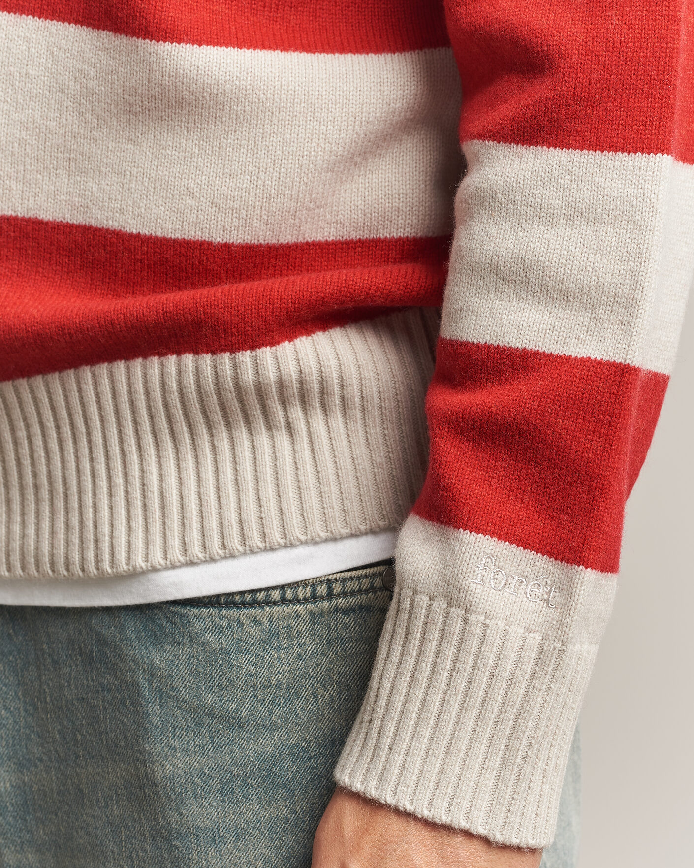 Herre | Gensere | Forét | Frost Stripe Knit Polo Red